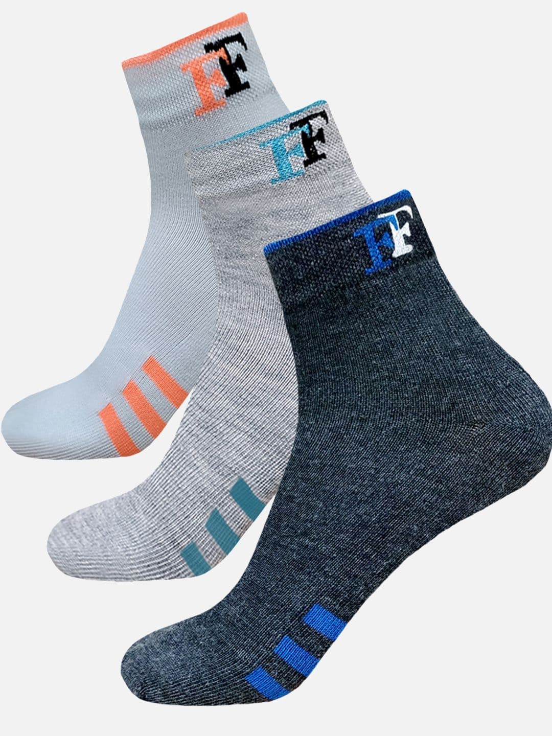 FIMS Men Pack Of 3 Striped Crew Ankle Length Socks - view 1