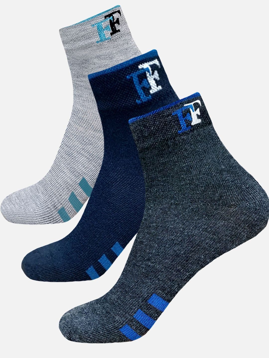 FIMS Men Pack Of 3 Striped Crew Ankle Length Socks - view 1