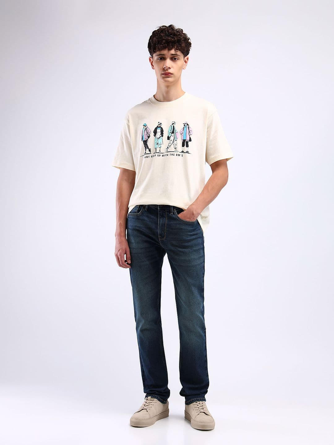 Flying Machine Men Straight Fit Mid-Rise Cotton Light Fade Stretchable Jeans - view 1