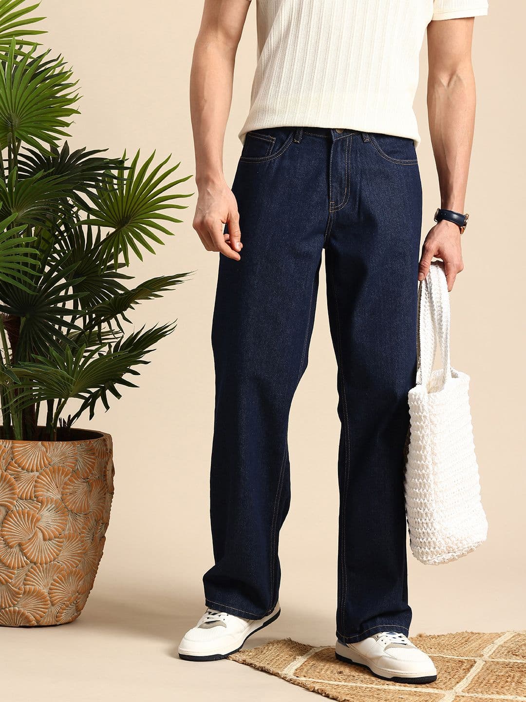 Mast & Harbour Men Smart Relaxed Fit Pure Cotton Jeans