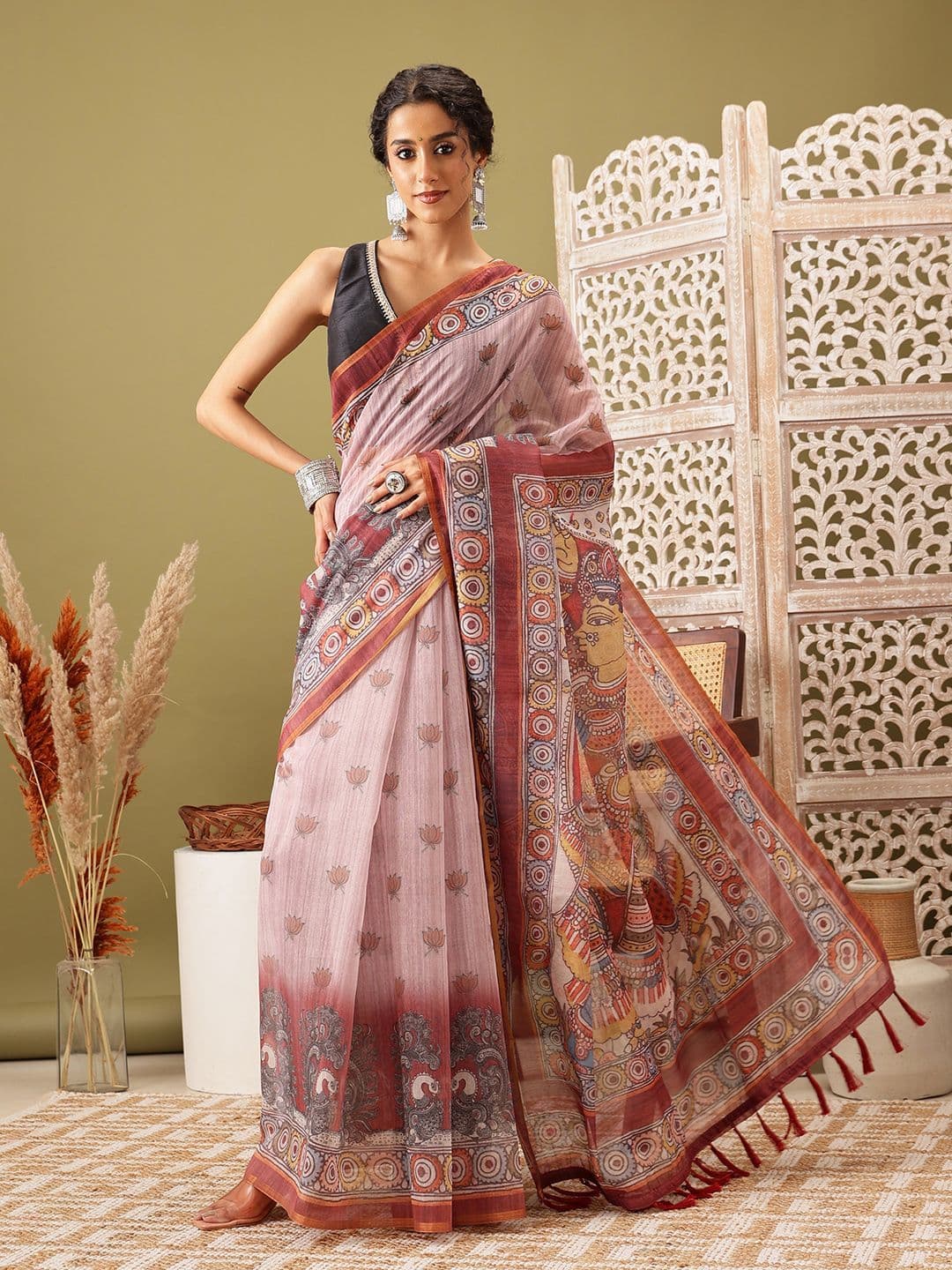 Silk Land Madhubani Design Cotton Blend Digital Print Saree - view 1