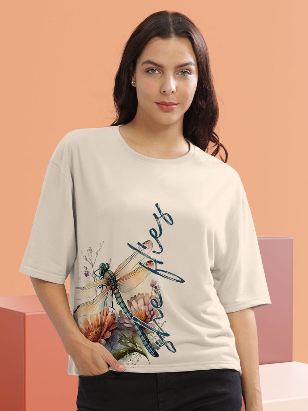 HELLCAT Women Graphic Printed Round Neck Cotton Oversized T-Shirt - view 1