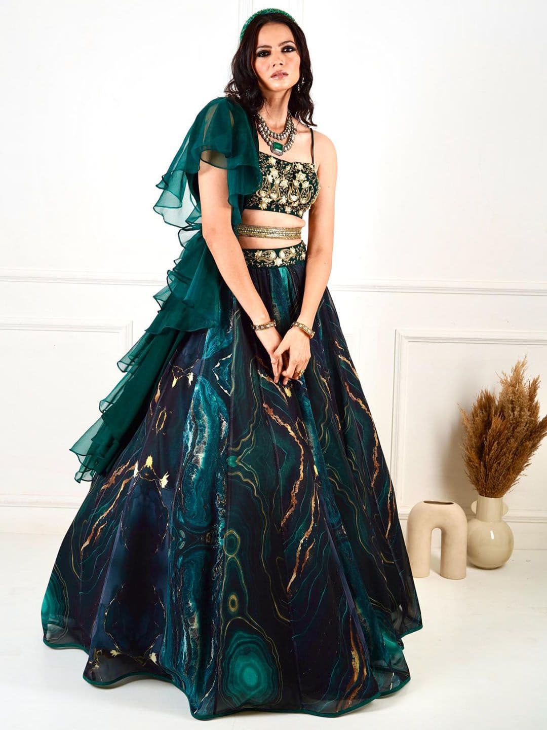 Rashika Sharma Printed Ready to Wear Lehenga Choli & Ruffled Dupatta With waist belt - view 1