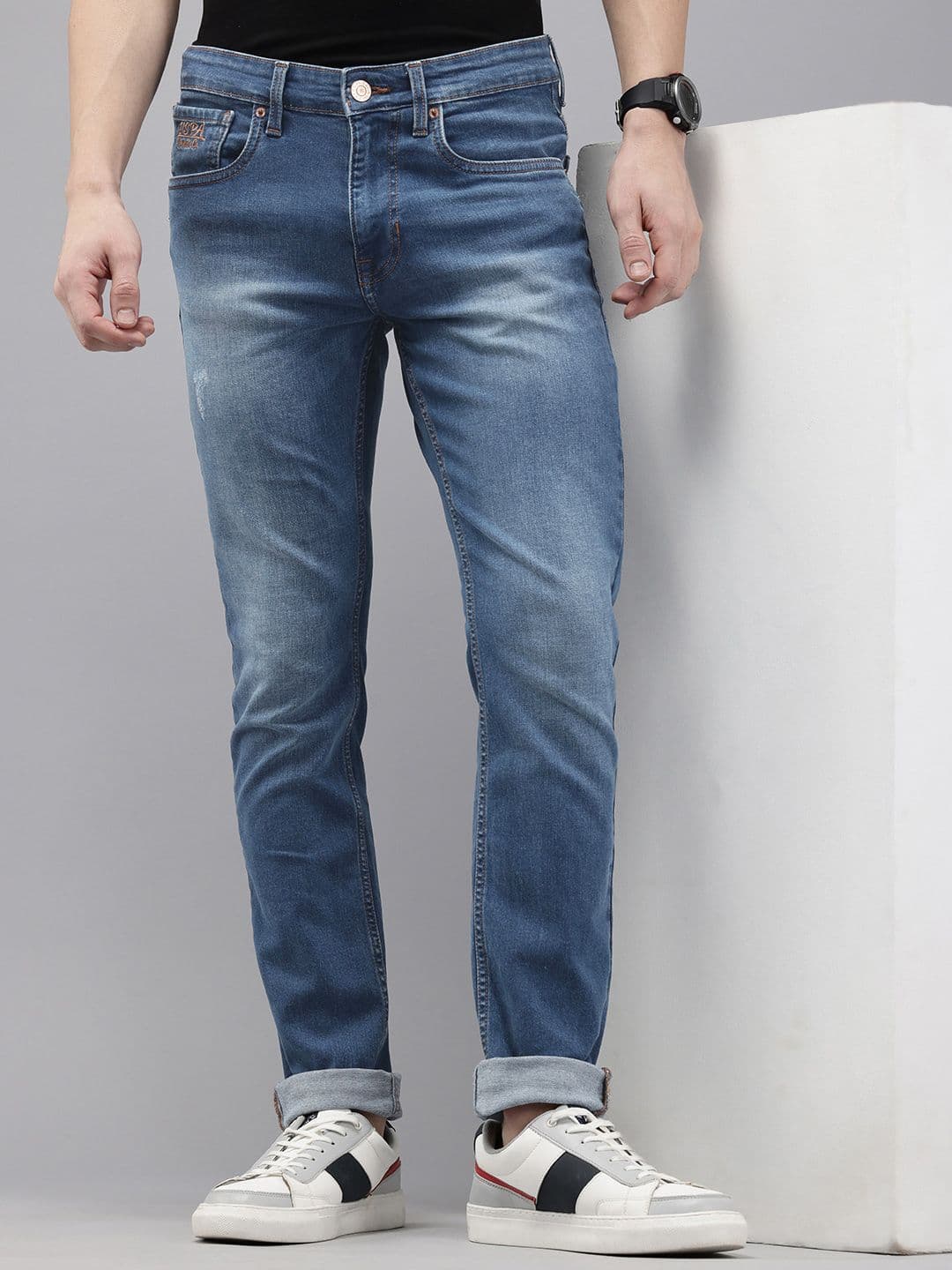 U.S. Polo Assn. Denim Co. Men Slim Tapered Fit Low Distress Heavy Fade Stretchable Jeans - view 1