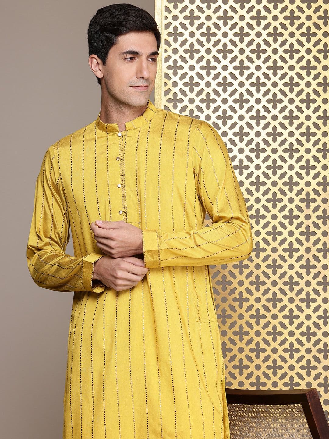House of Pataudi Jashn Striped Kurta - view 1