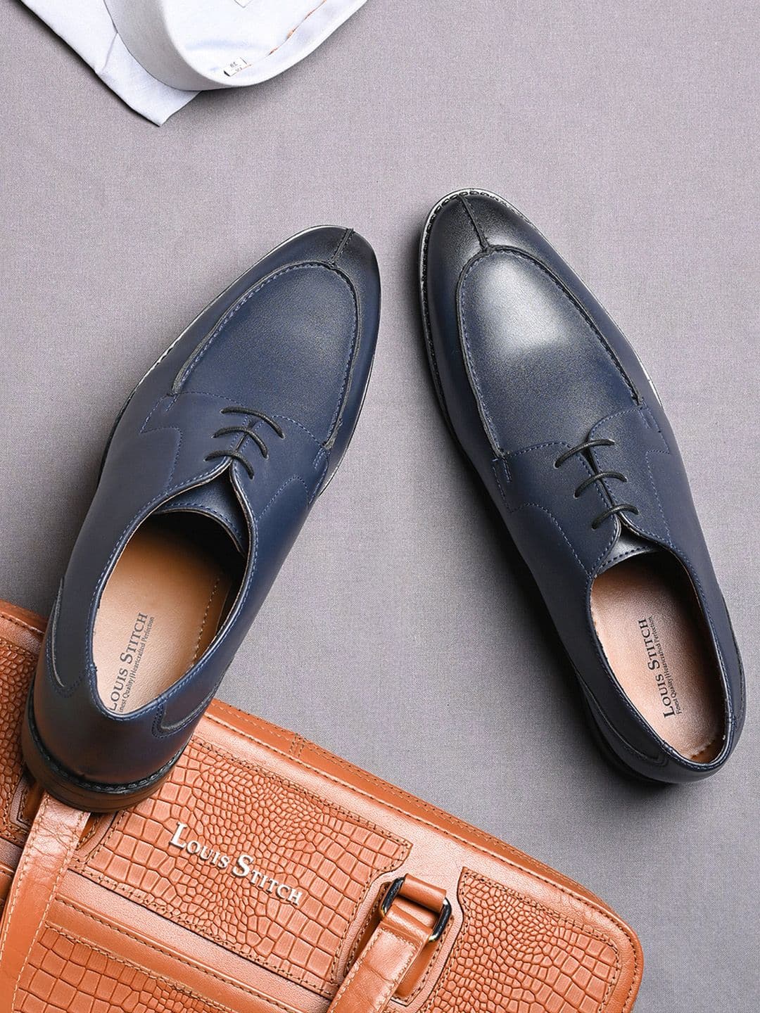 LOUIS STITCH Men Prussian Blue Formal Lace Up Derby Shoes - view 1