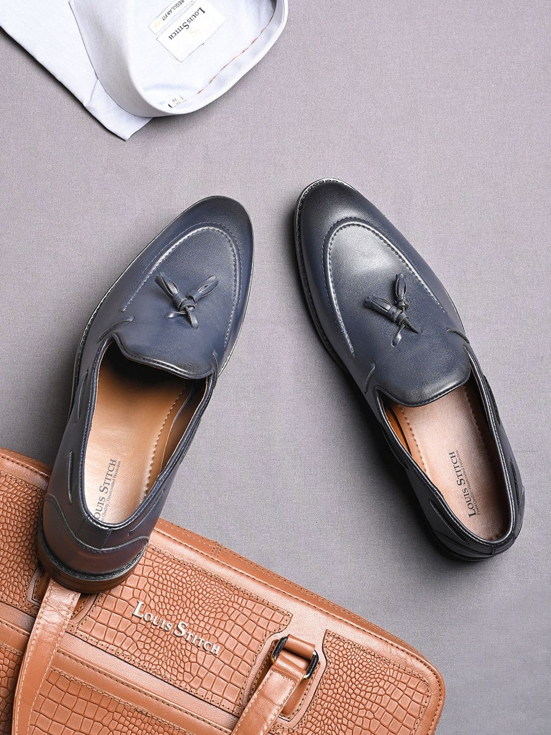 LOUIS STITCH Men Prussian Blue Formal Slip-On Tassel Mocassin Shoes - view 1