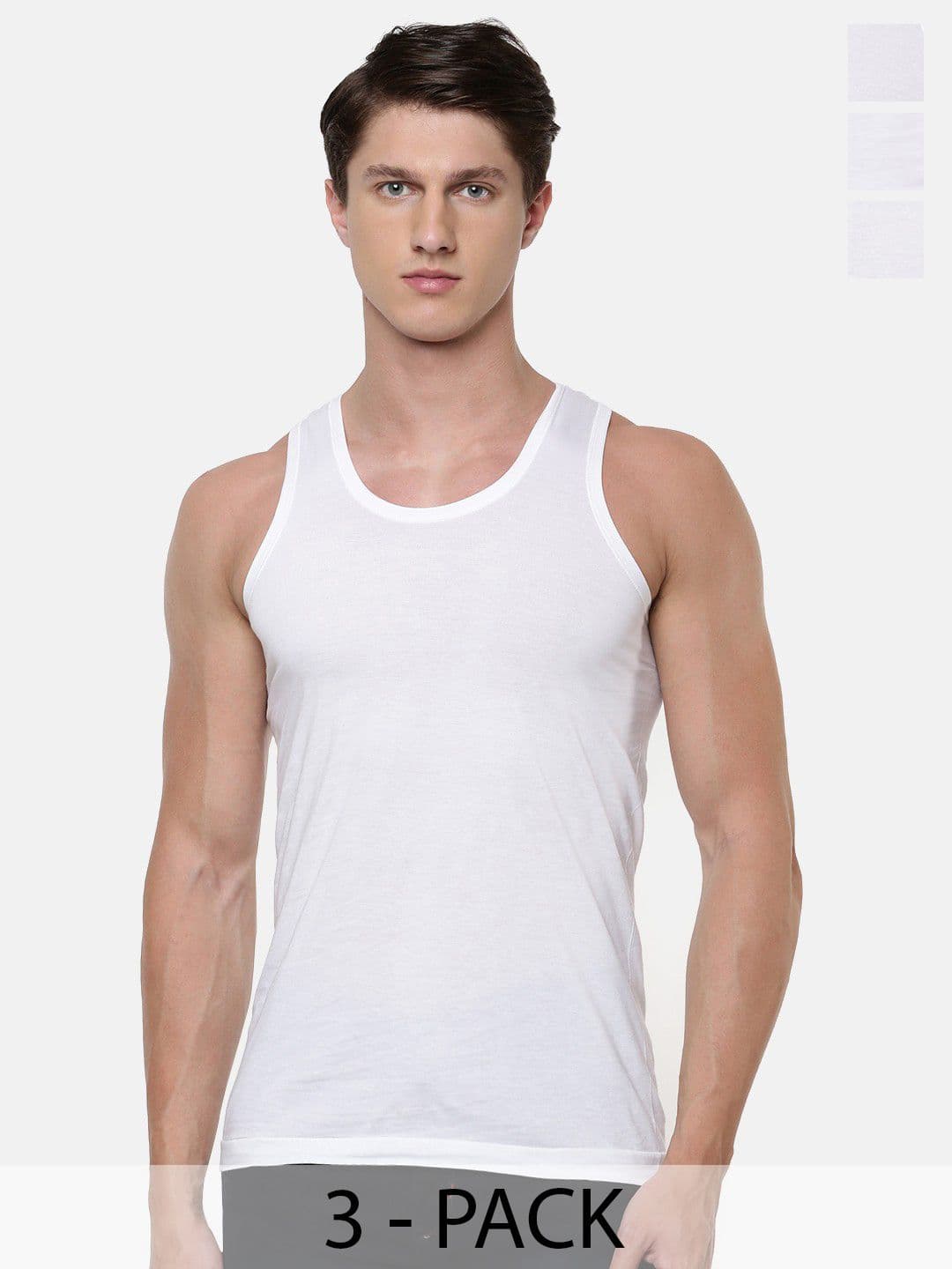 Ramraj Pack of 3 Men White Scoop Neck Sleeveless Cotton Innerwear Vest - view 1
