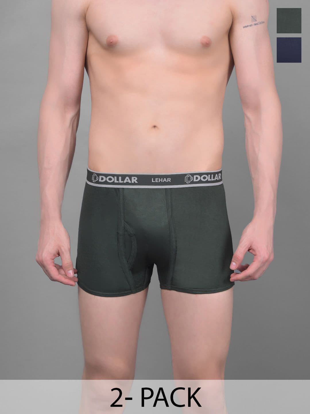 Dollar Lehar Mens Combed Cotton Trunk - Pack of 2 - Assorted - view 1