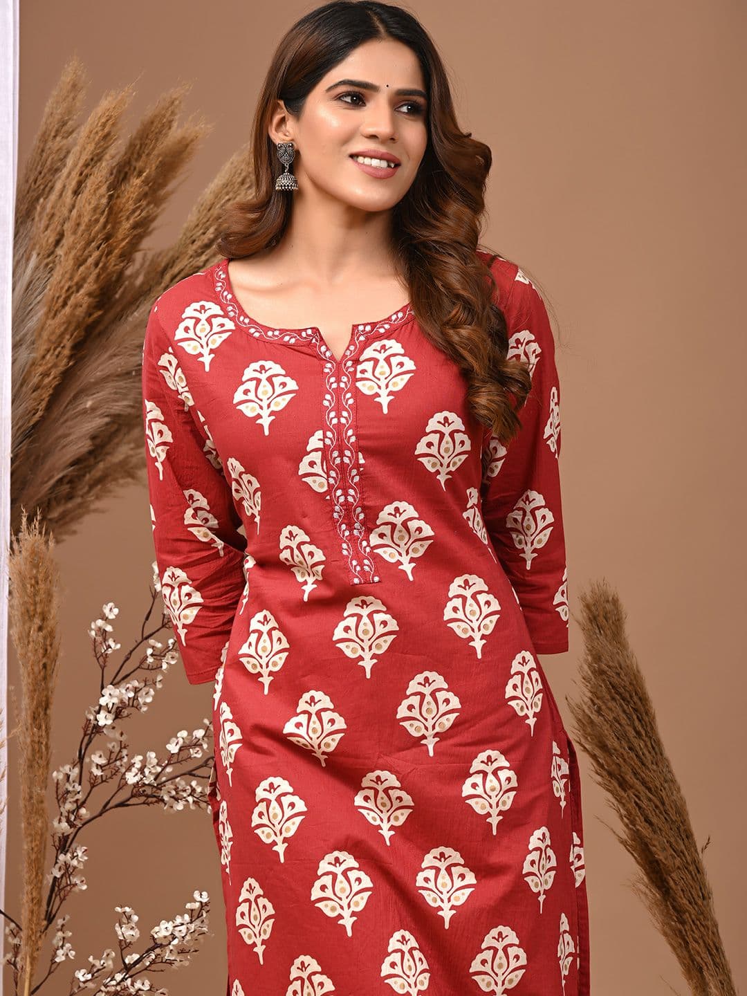 Rimeline Women Ethnic Motifs Printed Thread Work Kurta - view 1
