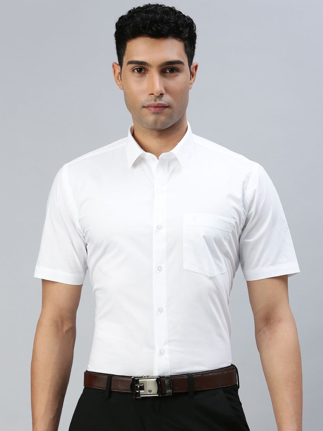 Ramraj Men Spread Collar Solid Cotton Casual Shirt - view 1