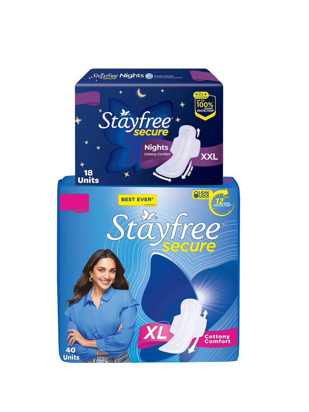 Stayfree Secure Day Night Sanitary Napkins Combo- Cottony XL 40 Pads + Nights XXL 18 Pads - view 1