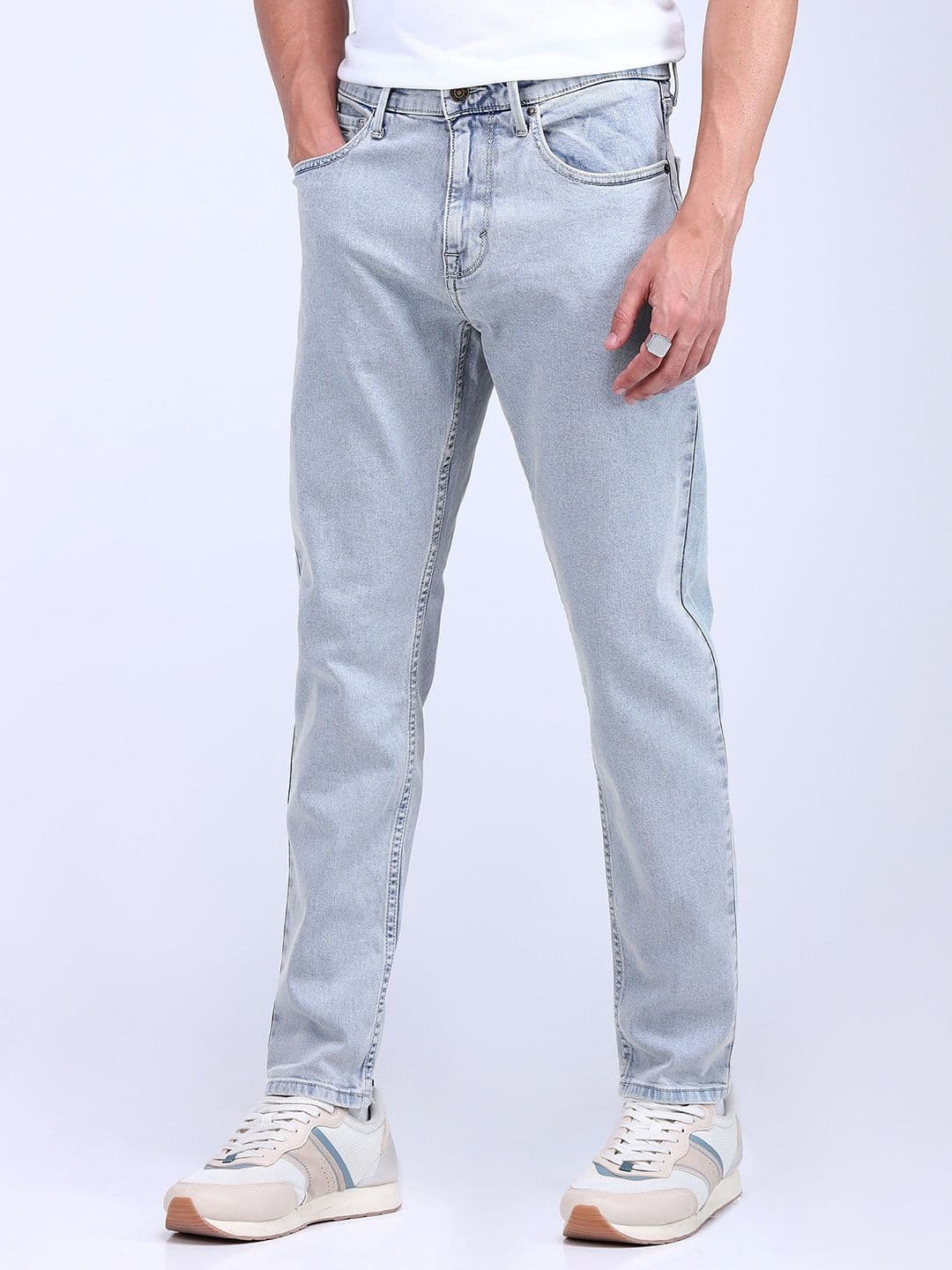 Flying Machine Men Tapered Fit Low Distress Heavy Fade Stretchable Jeans - view 1