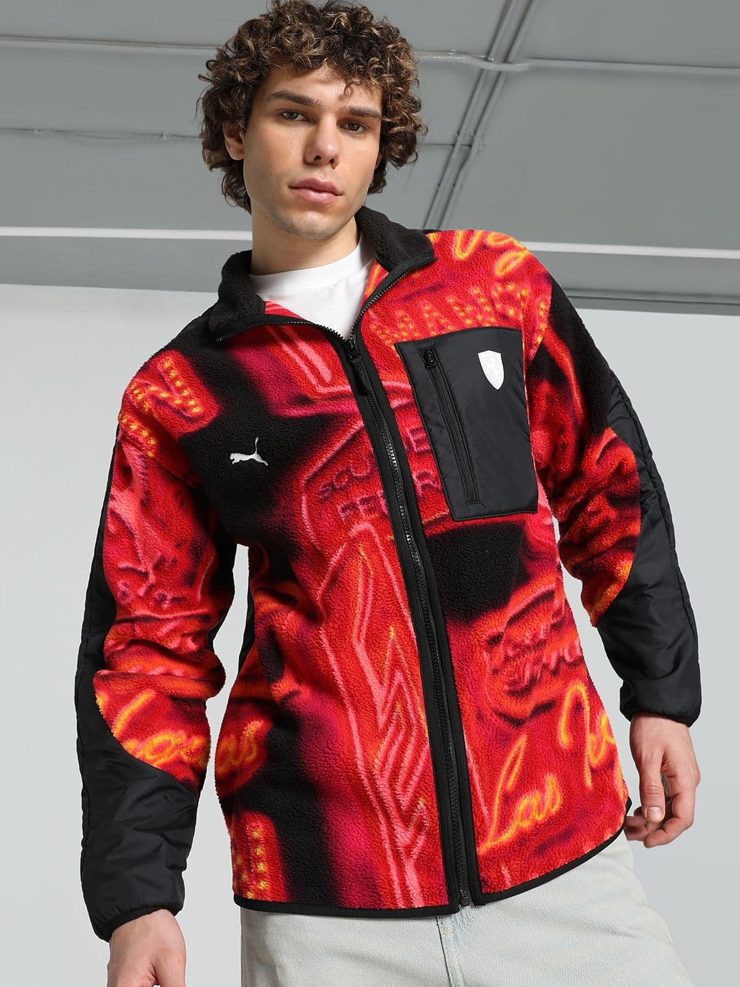 PUMA Motorsport Scuderia Ferrari Race Neon Energy Fleece Men's Relaxed Fit Motorsport Jacket - view 1