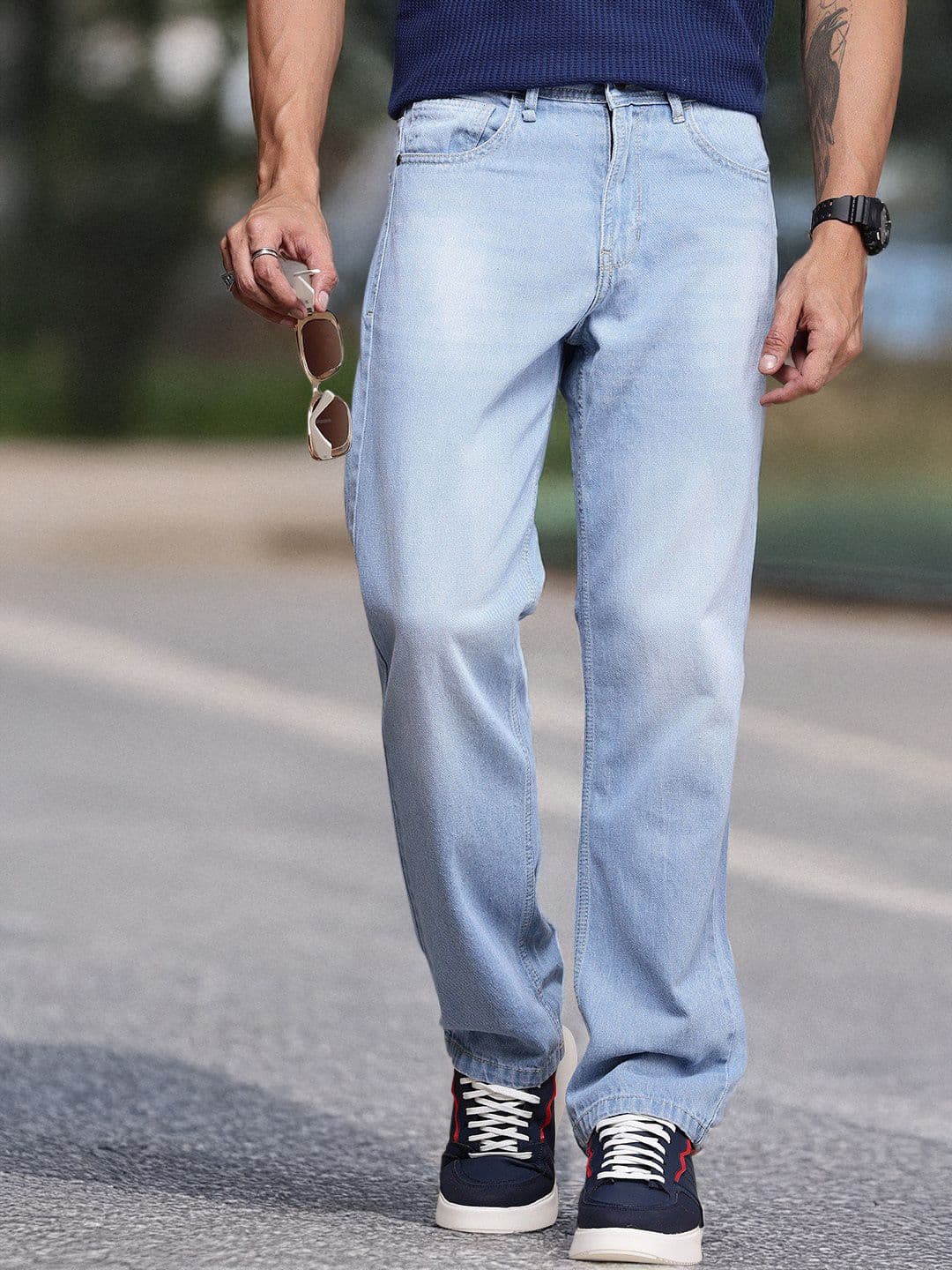 The Roadster Life Co. Men Straight Fit Light Fade Pure Cotton Jeans - view 1