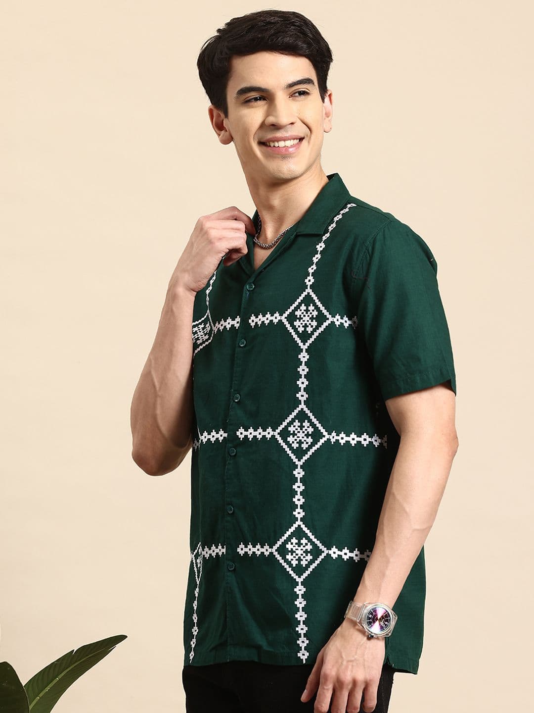 Mast & Harbour Embroidered Relaxed Casual Shirt - view 1