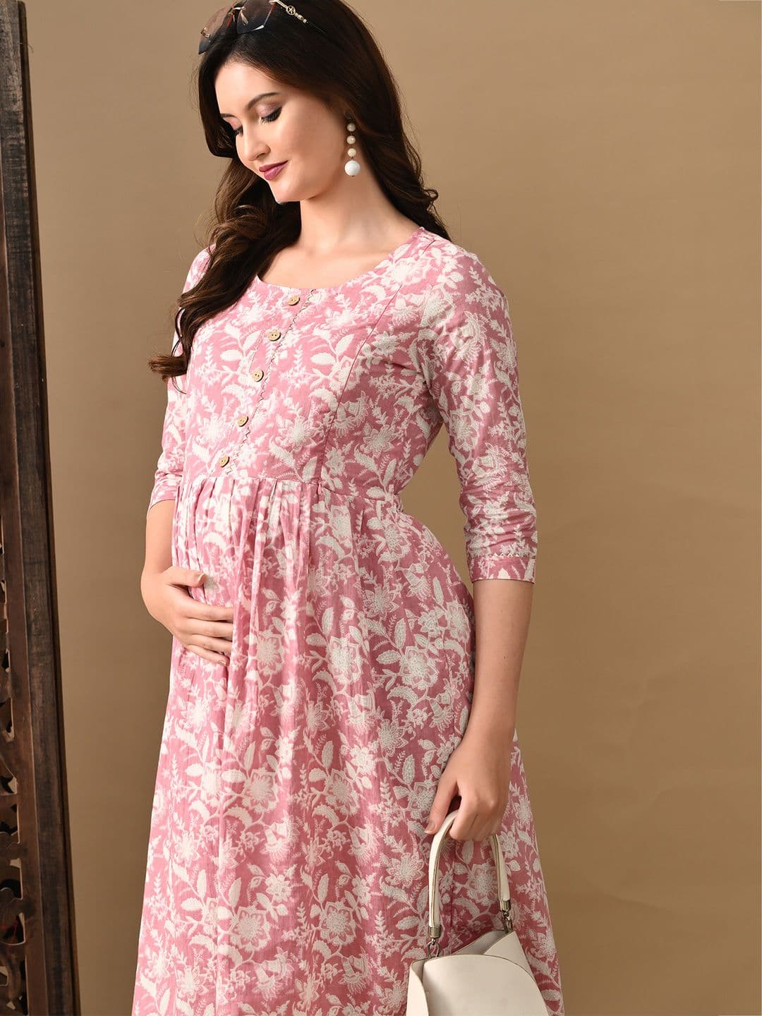 MURLI KURTI Floral Printed Round Neck Fit and Flare Cotton Ethnic Dresses - view 1