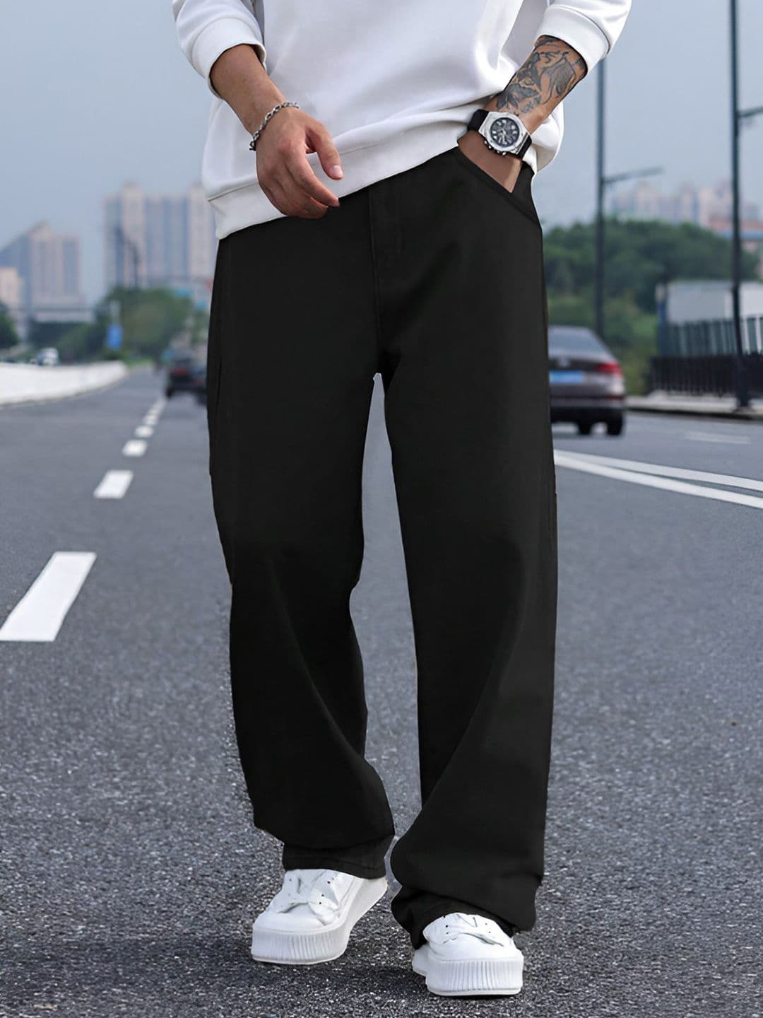 Ben Martin Bm-jj12 Men Jean Wide Leg High-Rise Cotton Stretchable Jeans - view 1