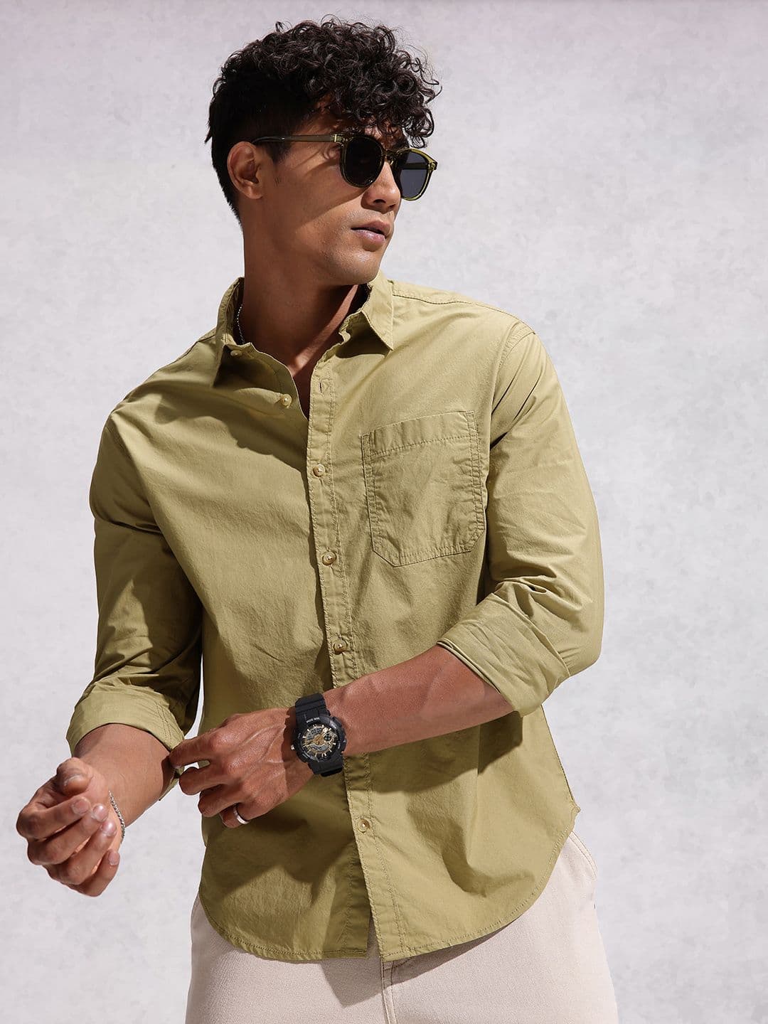 WROGN Comfort Fit Opaque Pure Cotton Casual Shirt - view 1