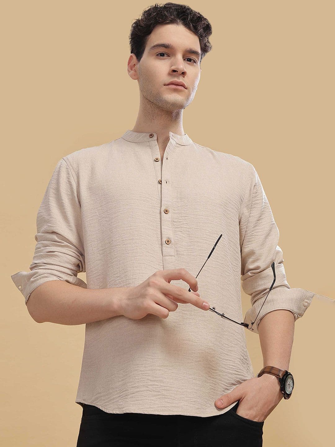 HERE&NOW Mandarin Collar Short Kurta