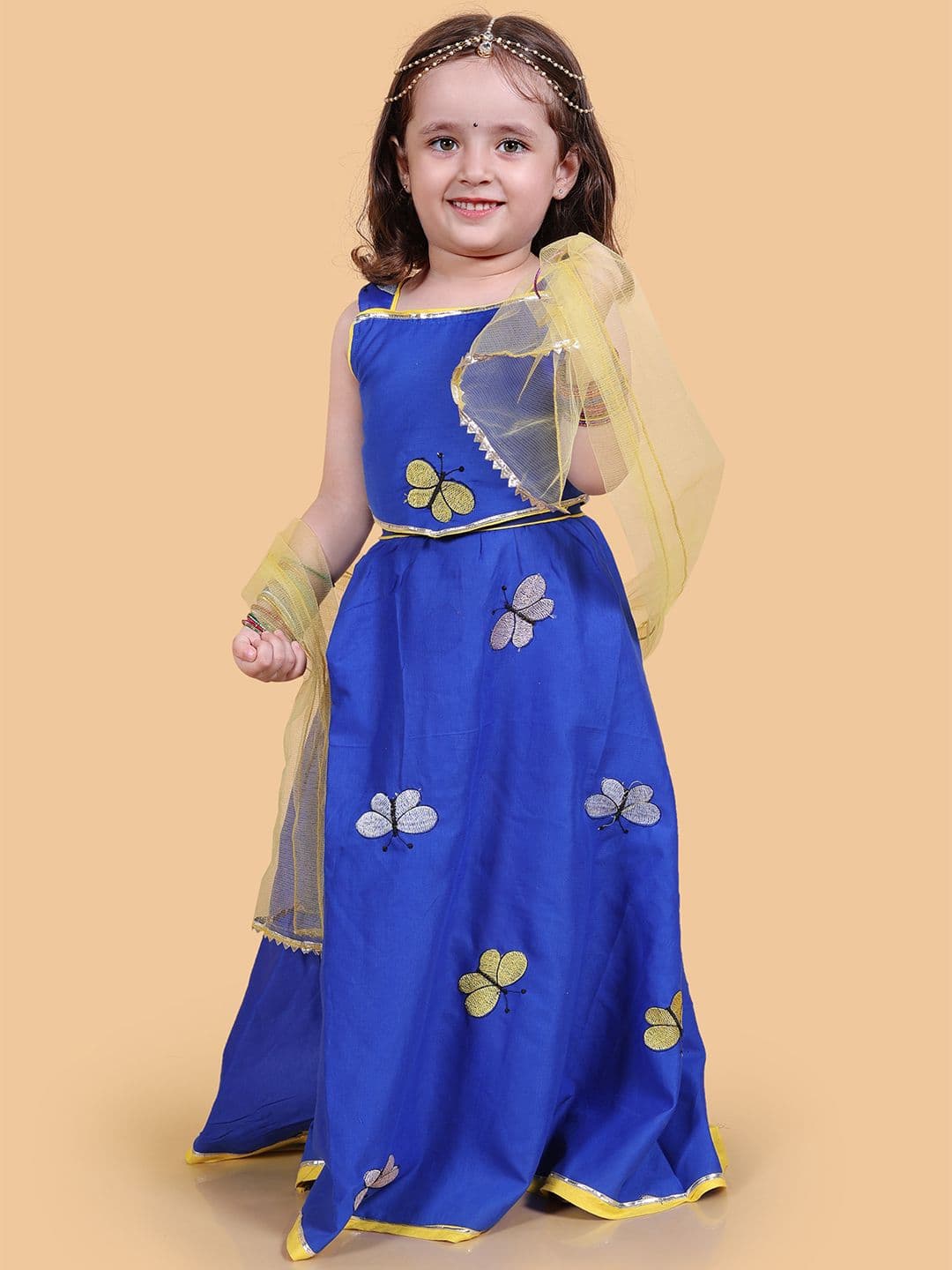 BAESD Girls Embroidered Thread Work Ready to Wear Cotton Lehenga & Blouse With Dupatta - view 1