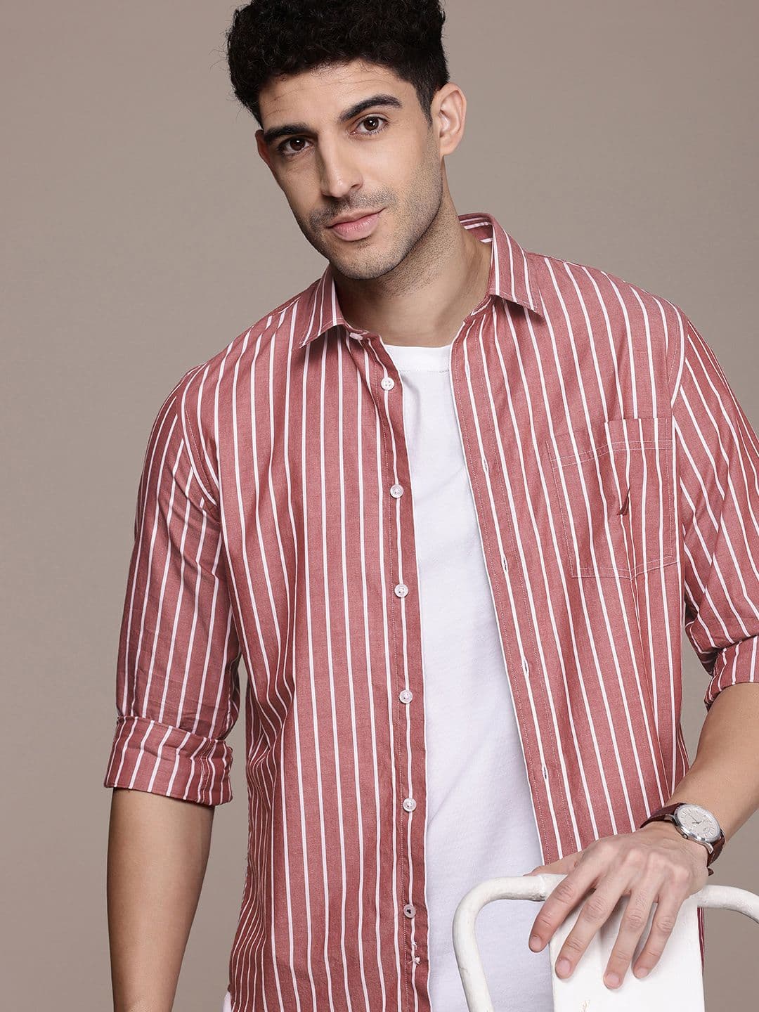 Nautica Men Smart Slim Fit Striped Pure Cotton Casual Shirt - view 1