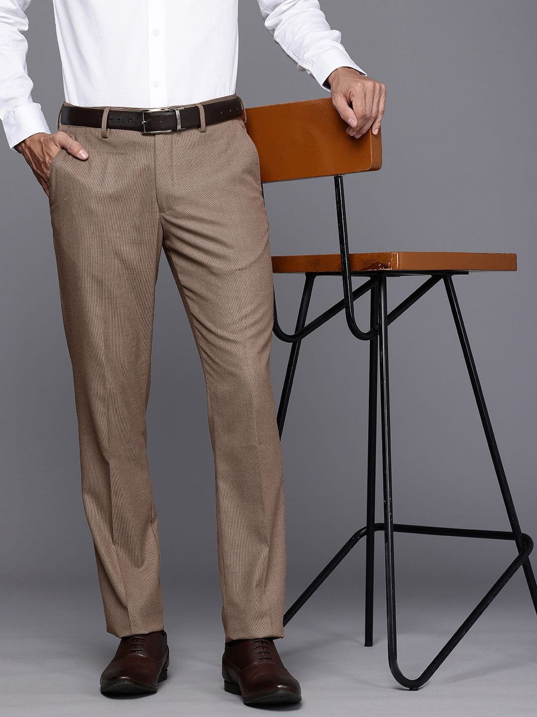 Louis Philippe Men Slim Fit Textured Everyday Wear Comfort Stretch Formal Trouser - view 1