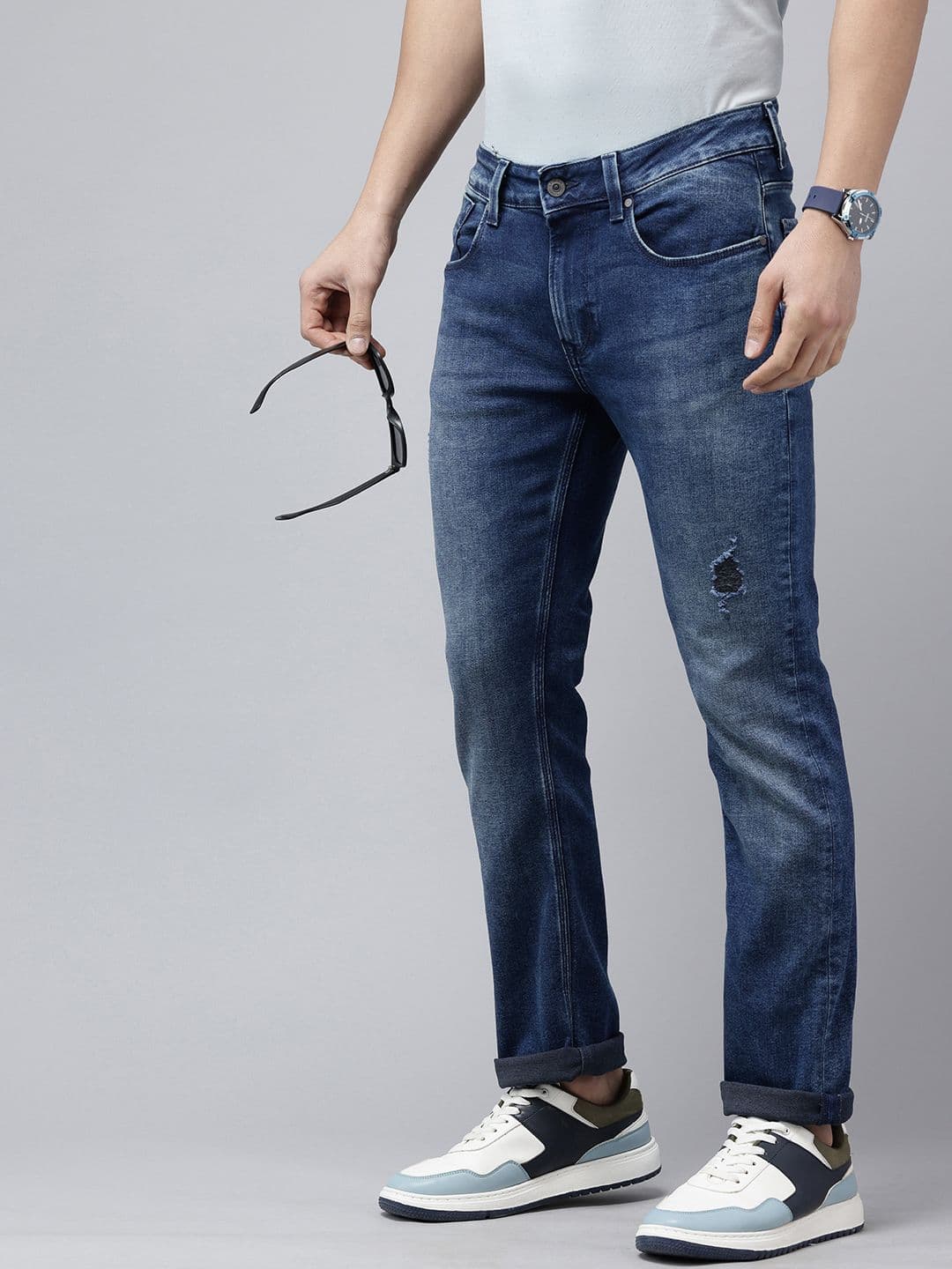 SPYKAR Men Rover Fit Mid Rise Regular Fit Light Fade Low Distress Stretchable Jeans - view 1