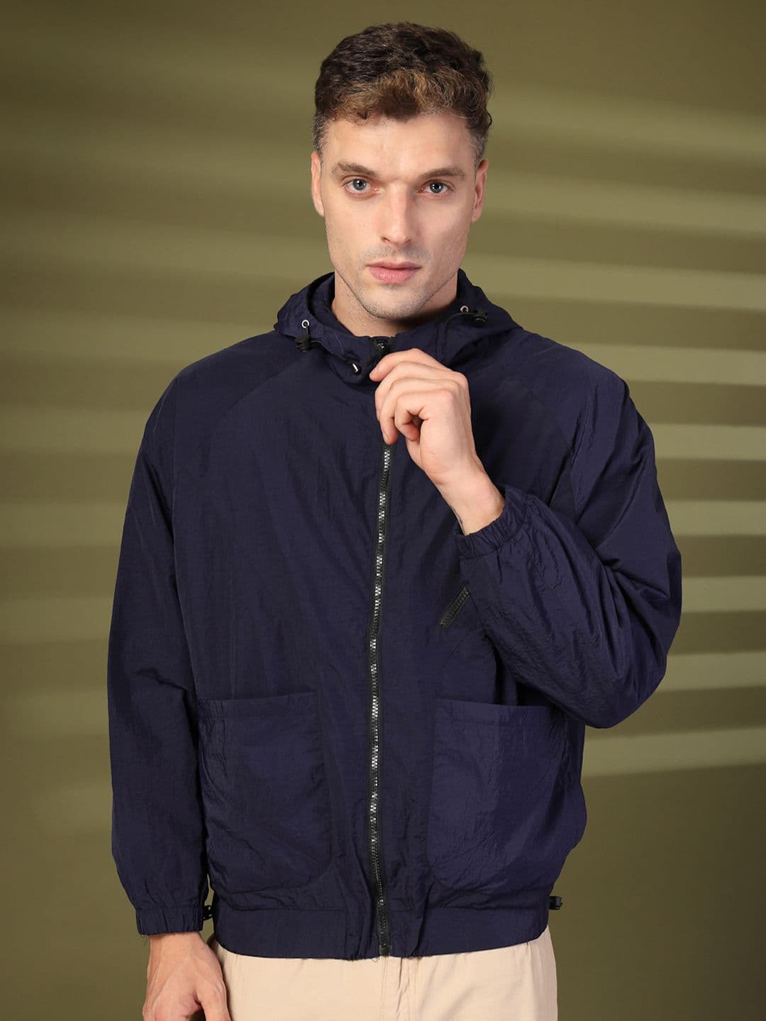 CHKOKKO Men Hooded Running Windcheater Stylish Zipper Sporty Jacket - view 1