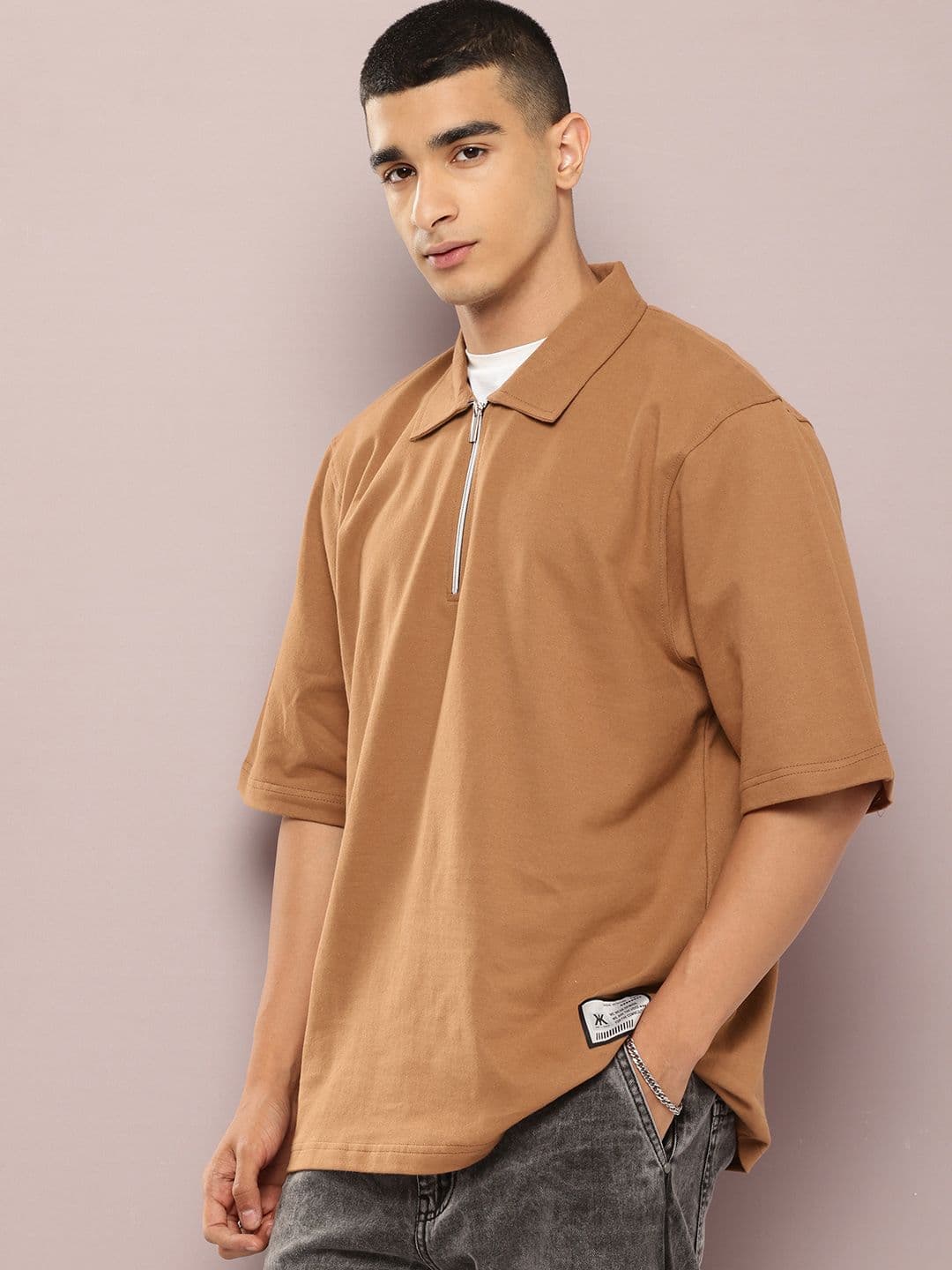 Kook N Keech Men Half-Zip Polo Collar Relaxed Fit Casual Shirt - view 1
