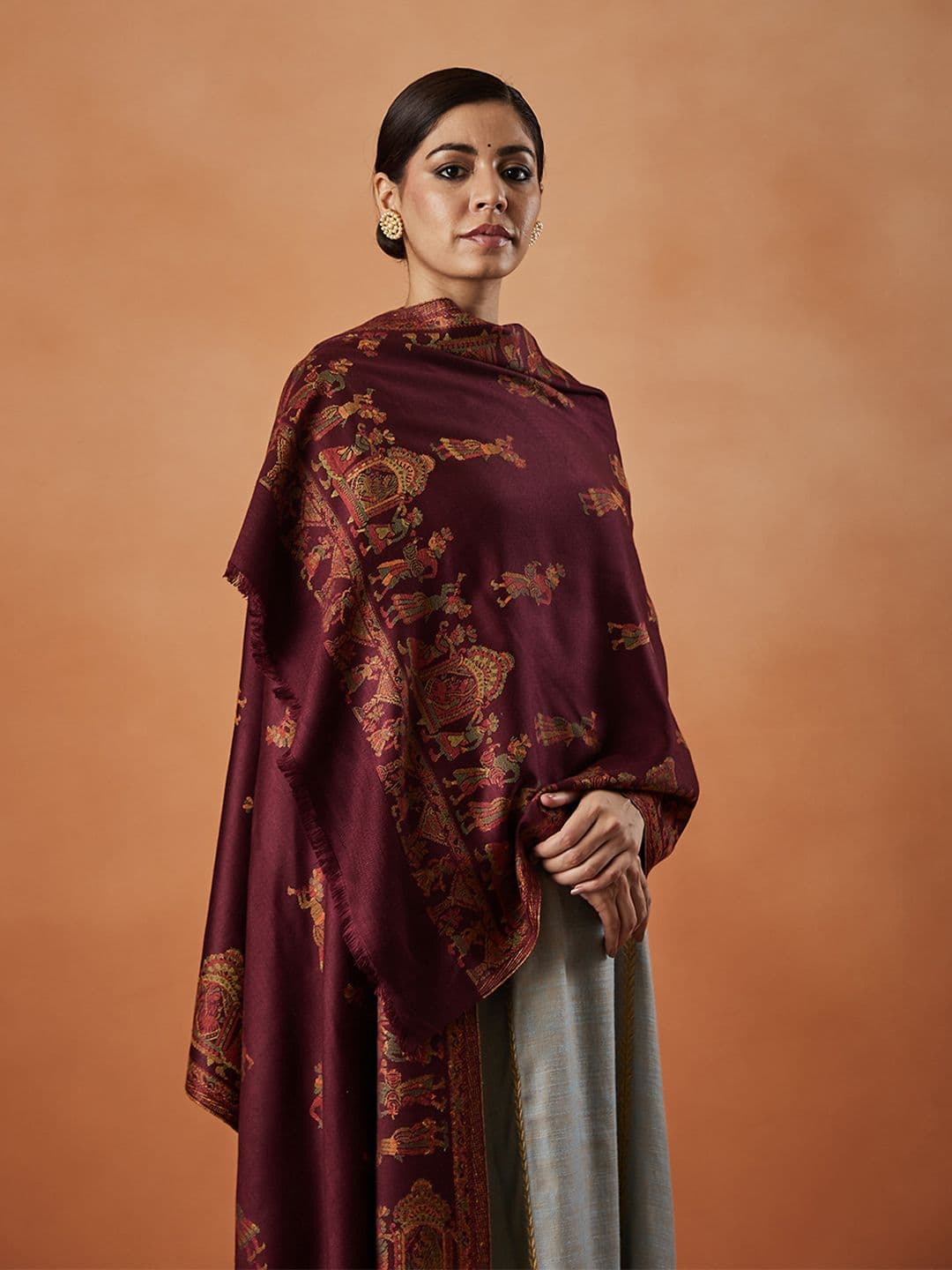 Pashmoda Pari Mahal Kaani Ethnic Motifs Woven Design Shawl - view 1