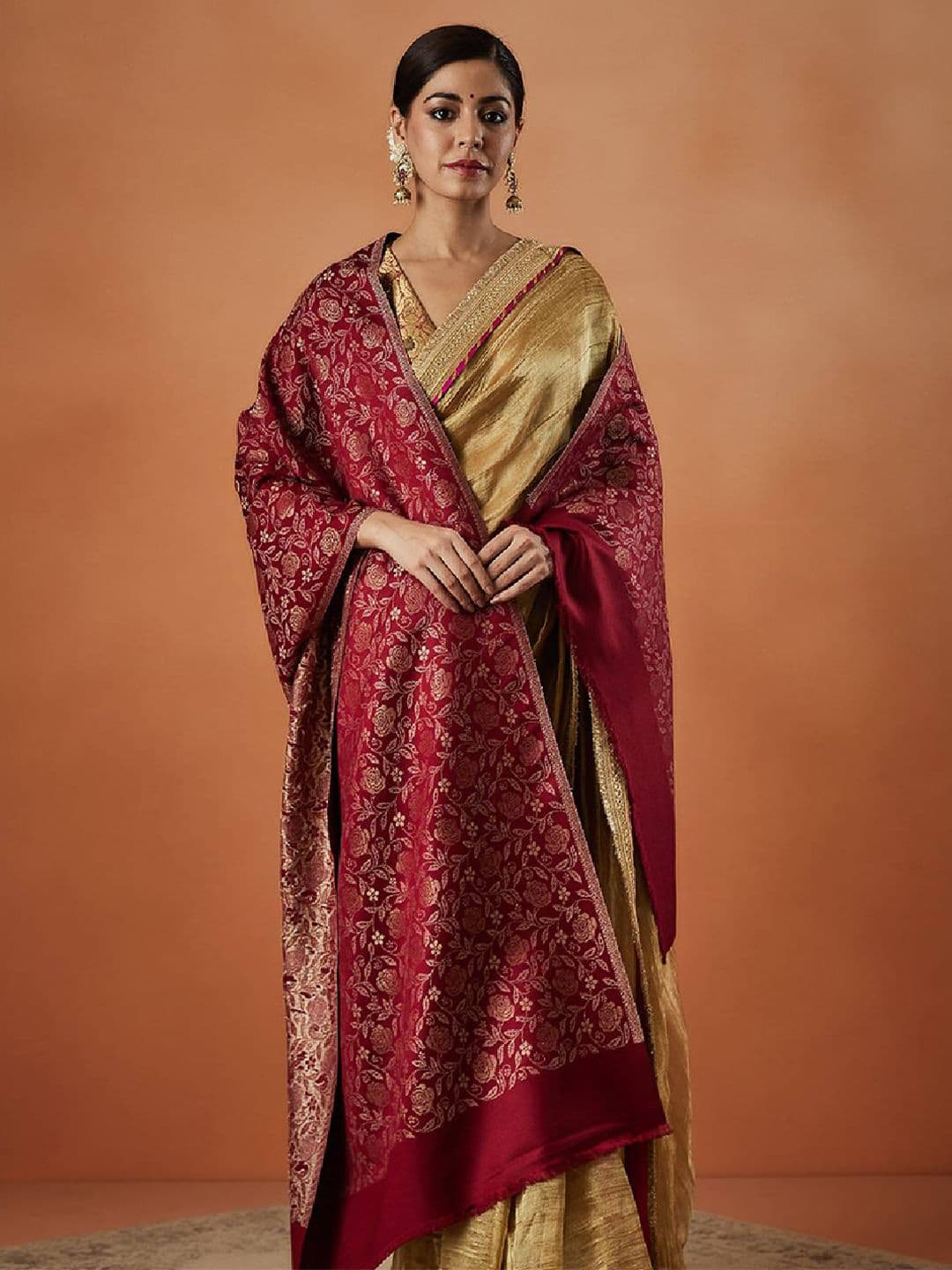 Pashmoda Gulnari Kaani Ethnic Motifs Woven Design Shawl - view 1