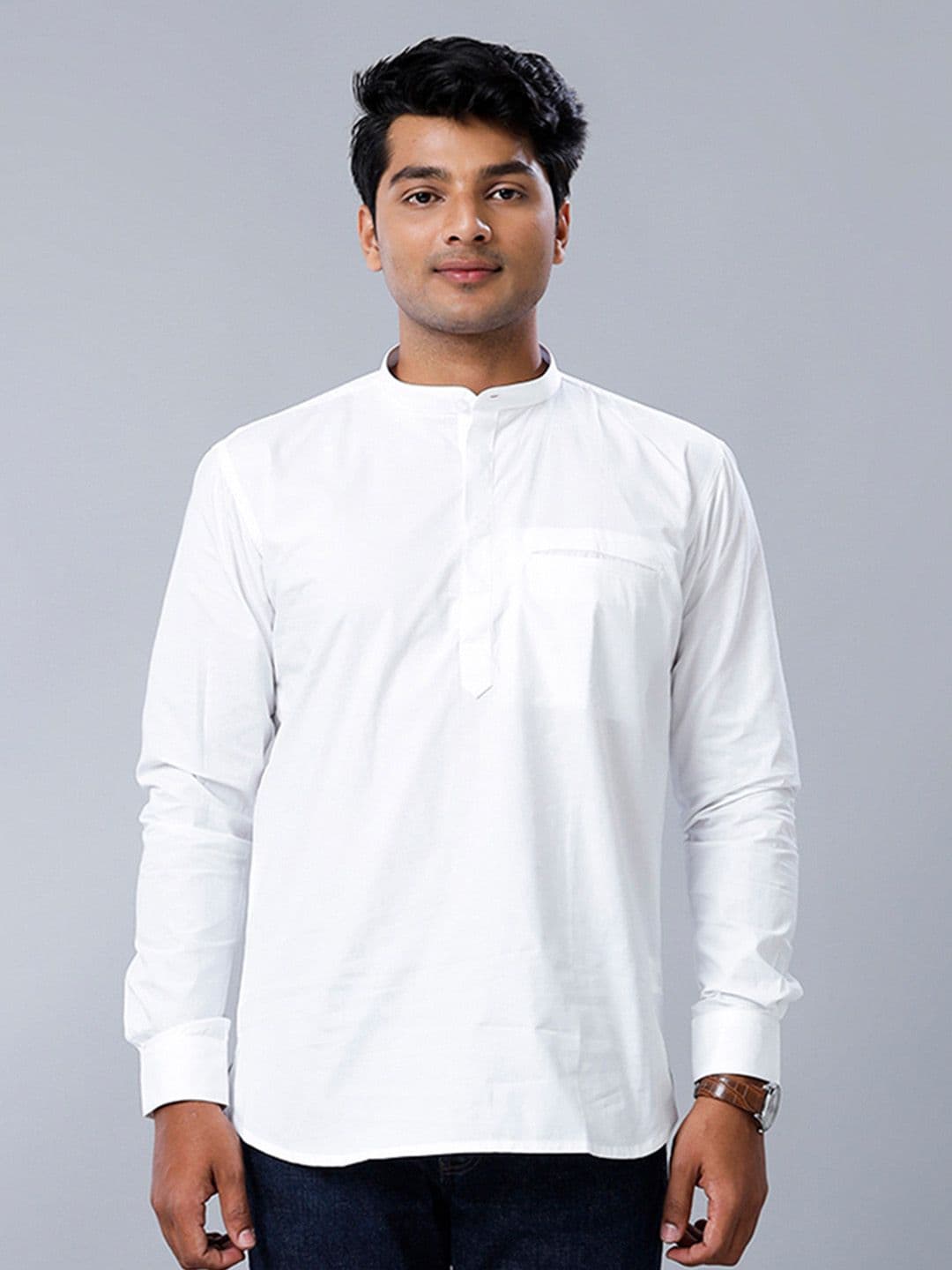 Ramraj Mandarin Collar Straight Short Kurta - view 1