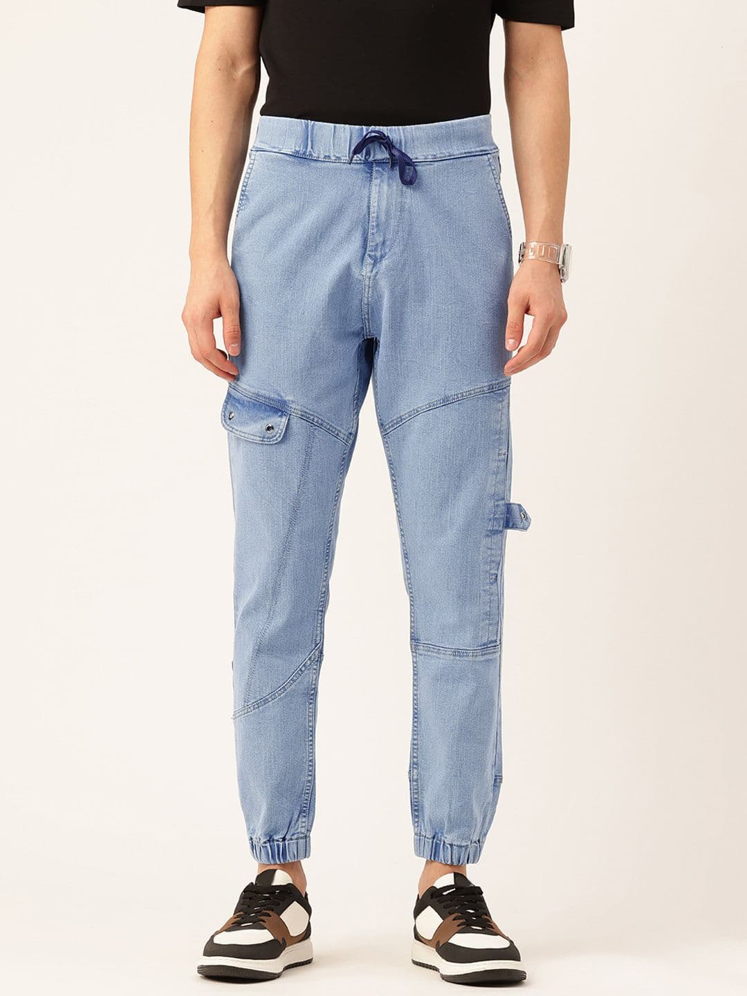 PARIS HAMILTON Men Jogger Heavy Fade Acid Wash Stretchable Jeans - view 1