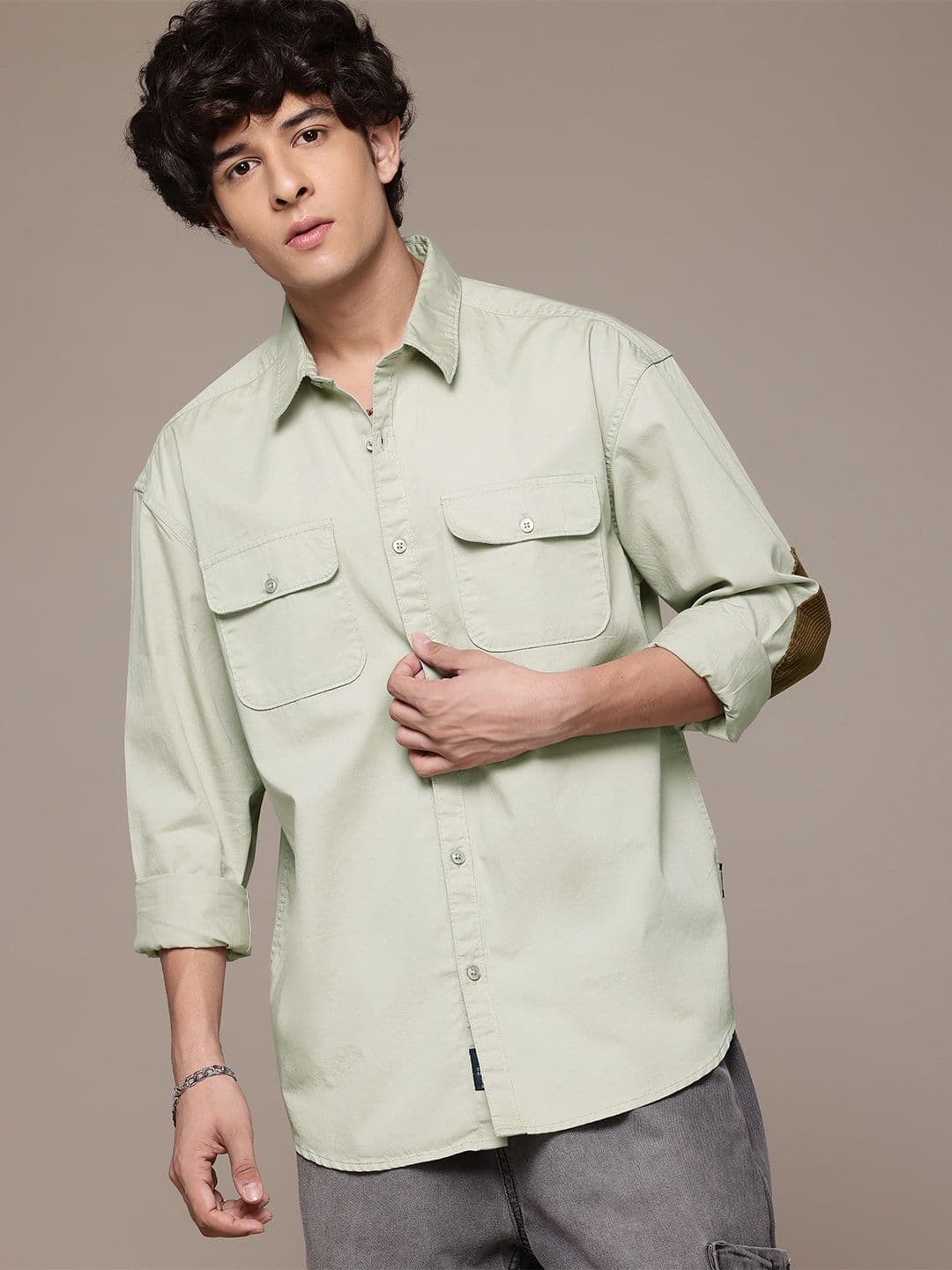 The Roadster Lifestyle Co. Elbow Patch Cotton Relaxed Shirt - view 1