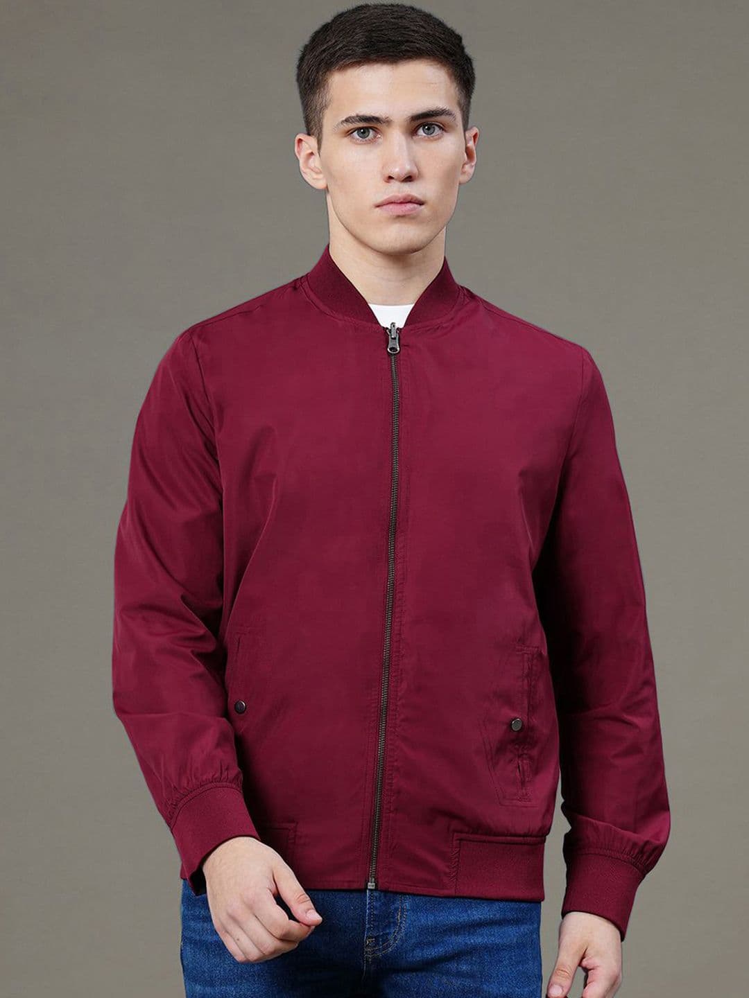 Red Tape Men Mandarin Collar Reversible Bomber Jacket - view 1