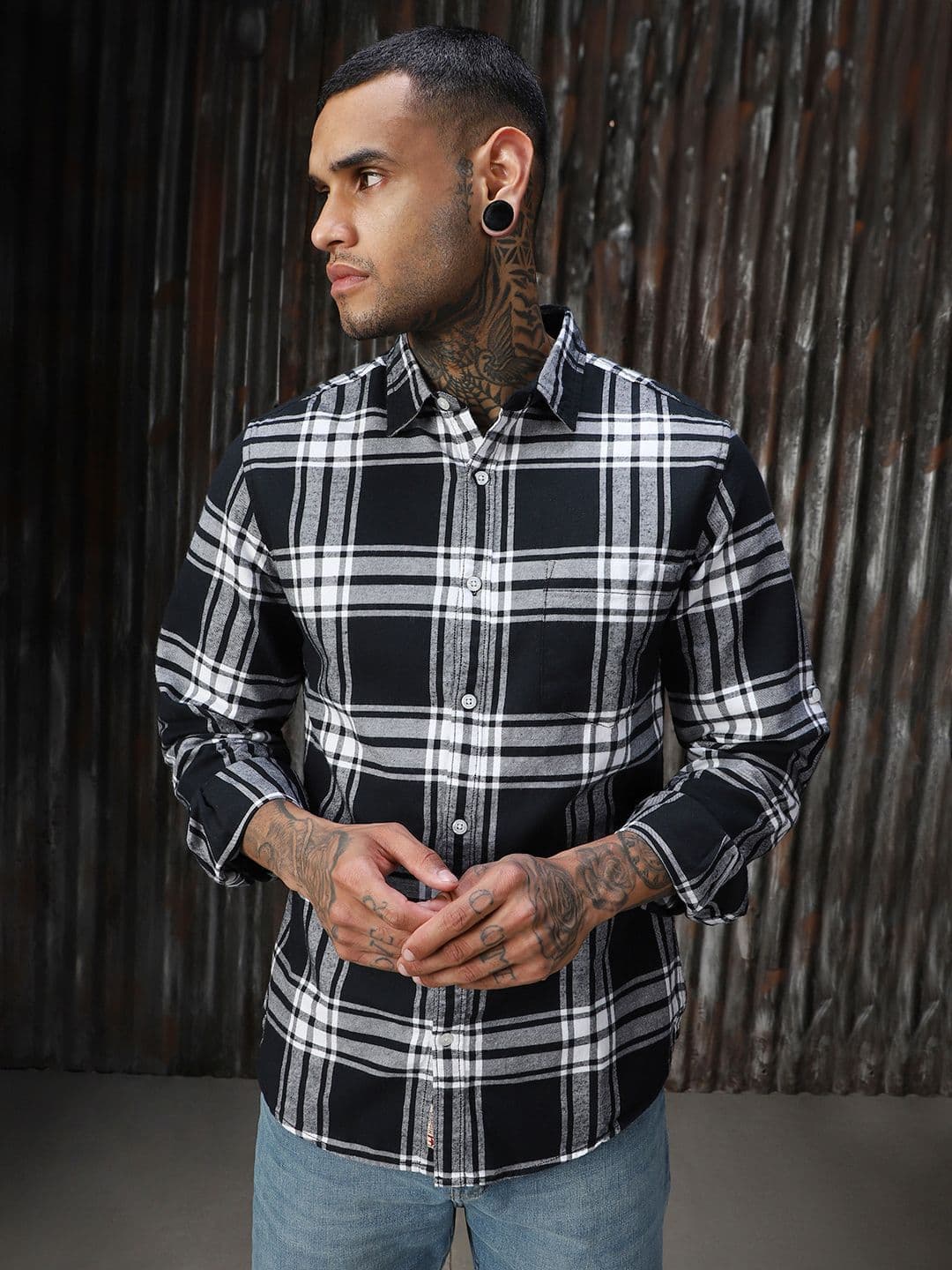 High Star Men Opaque Checked Flannel Casual Shirt - view 1
