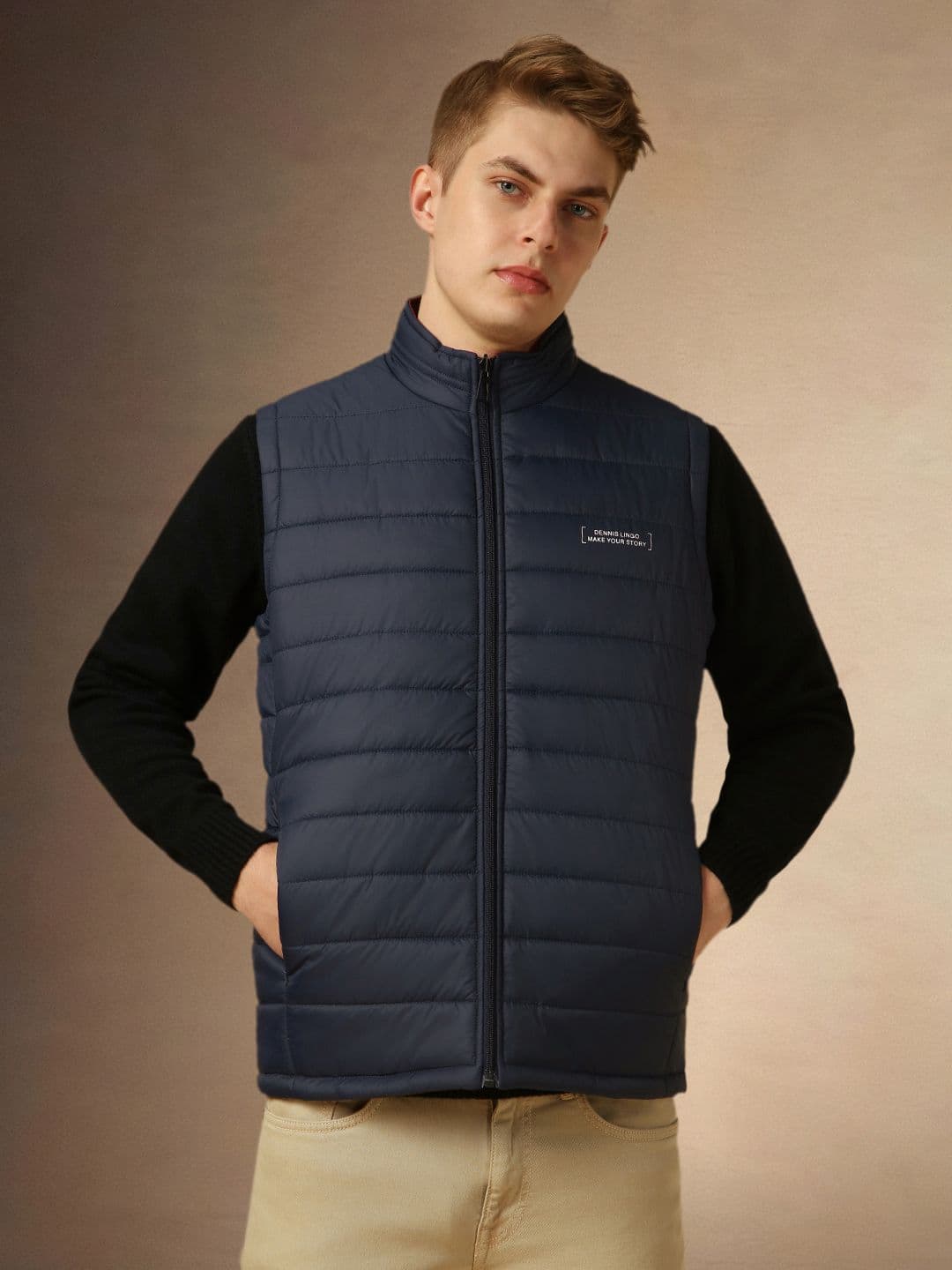 Dennis Lingo Sleeveless Mock Collar Reversible Padded Jacket - view 1