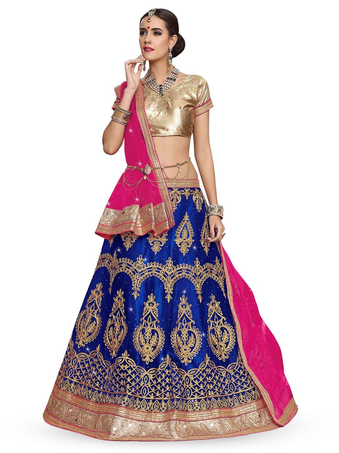 Maroosh Embroidered Thread Work Unstitched Lehenga & Blouse With Dupatta - view 1