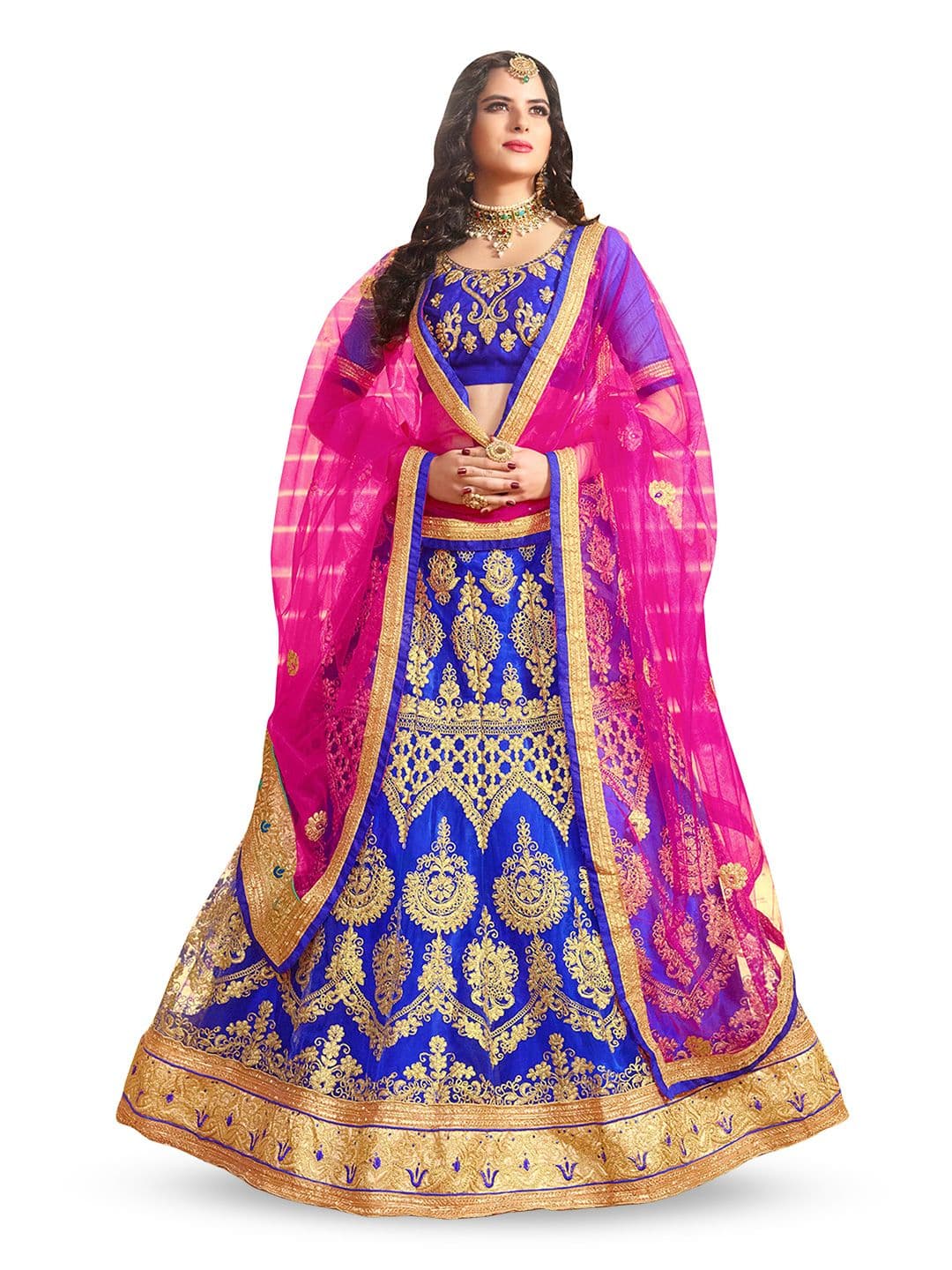 Maroosh Embroidered Thread Work Semi-Stiched Lehenga & Blouse With Dupatta - view 1