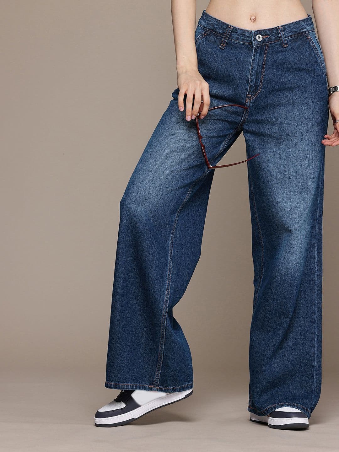 The Roadster Life Co. Women Wide Leg High-Rise Pure Cotton Jeans - view 1