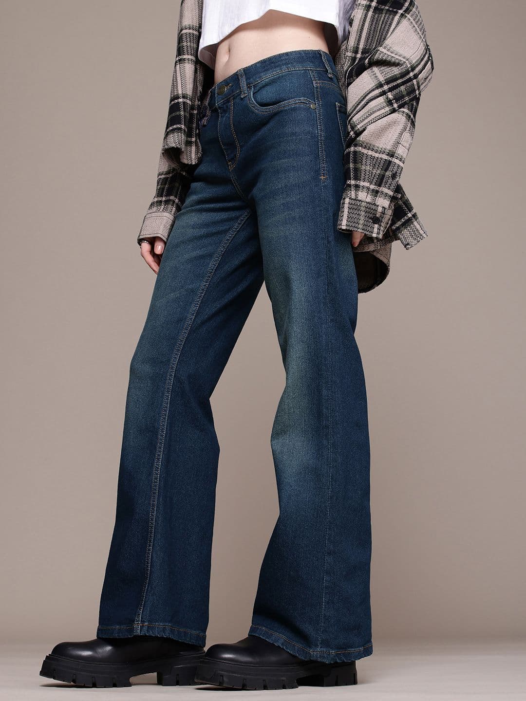 The Roadster Life Co. Women Slim Flared Low-Rise Light Fade Stretchable Jeans - view 1