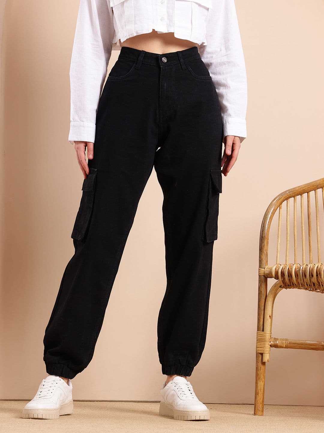 Mast & Harbour Women Cargo Pure Cotton Jogger Jeans - view 1