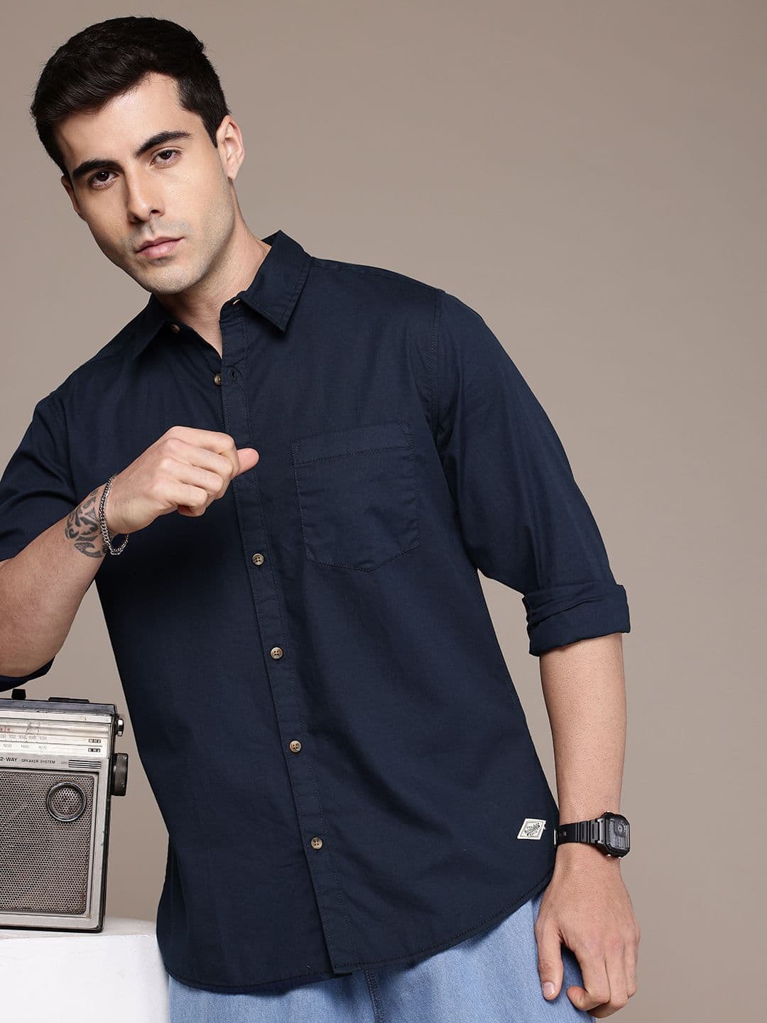 The Roadster Lifestyle Co. Solid Pure Cotton Casual Shirt - view 1