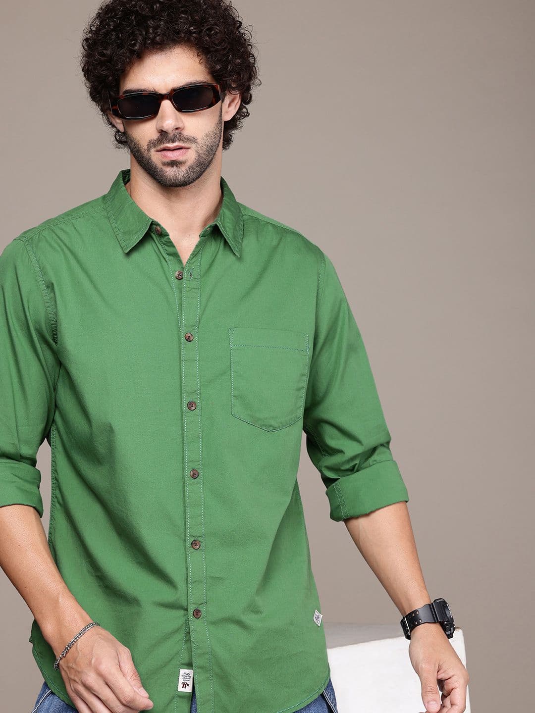 The Roadster Lifestyle Co. Solid Casual Shirt - view 1