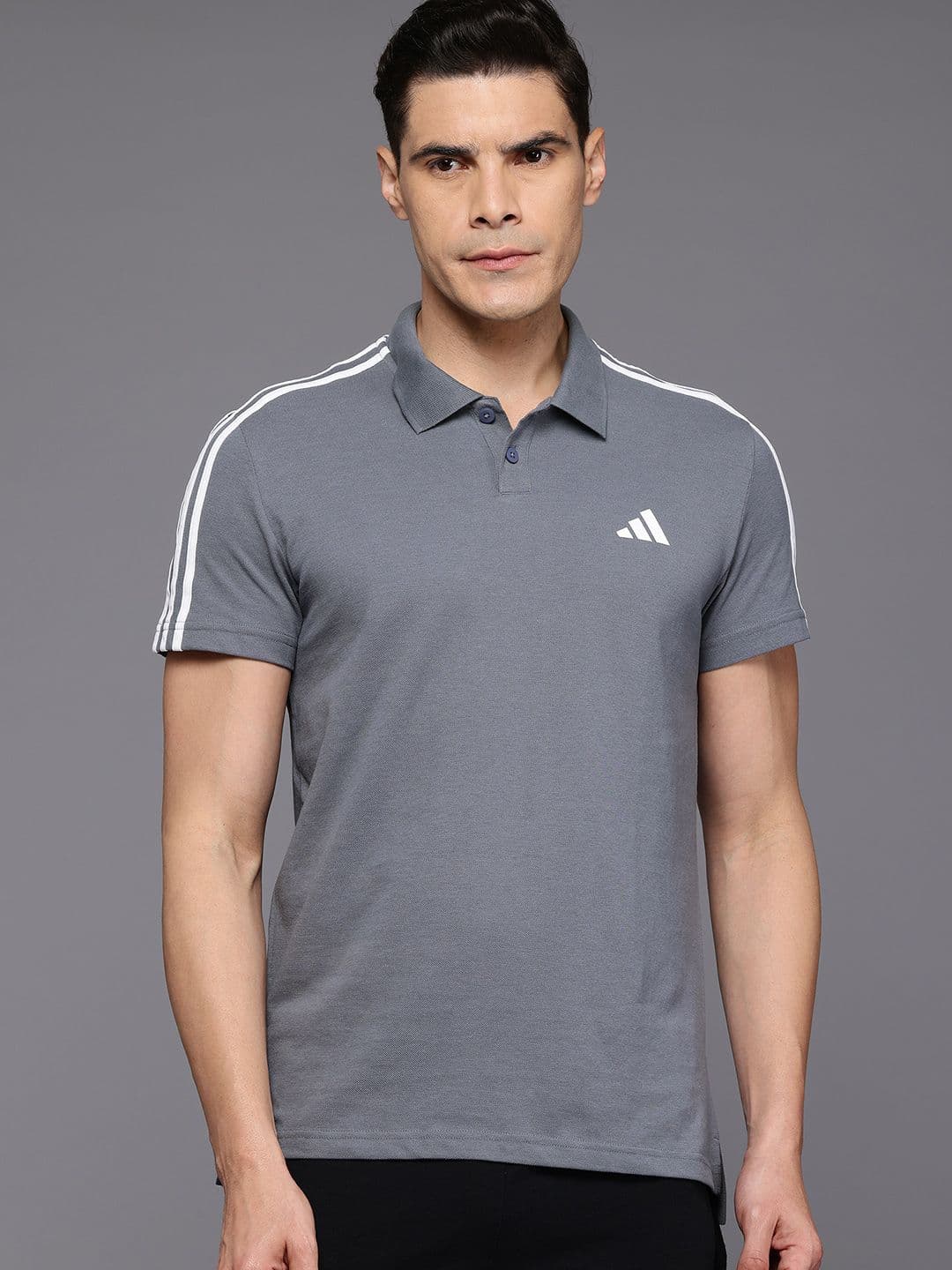 ADIDAS Polo Collar Striped T-Shirt - view 1