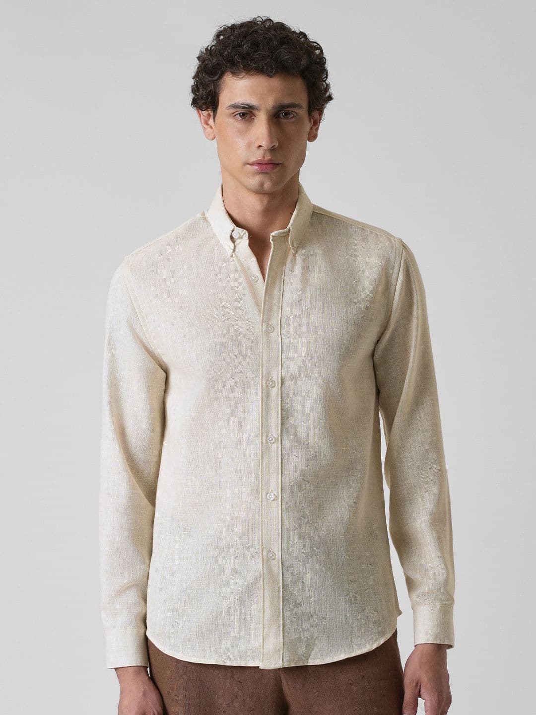 Banana Club Men Classic Slim Fit Semi Sheer Checked Casual Linen Shirt - view 1