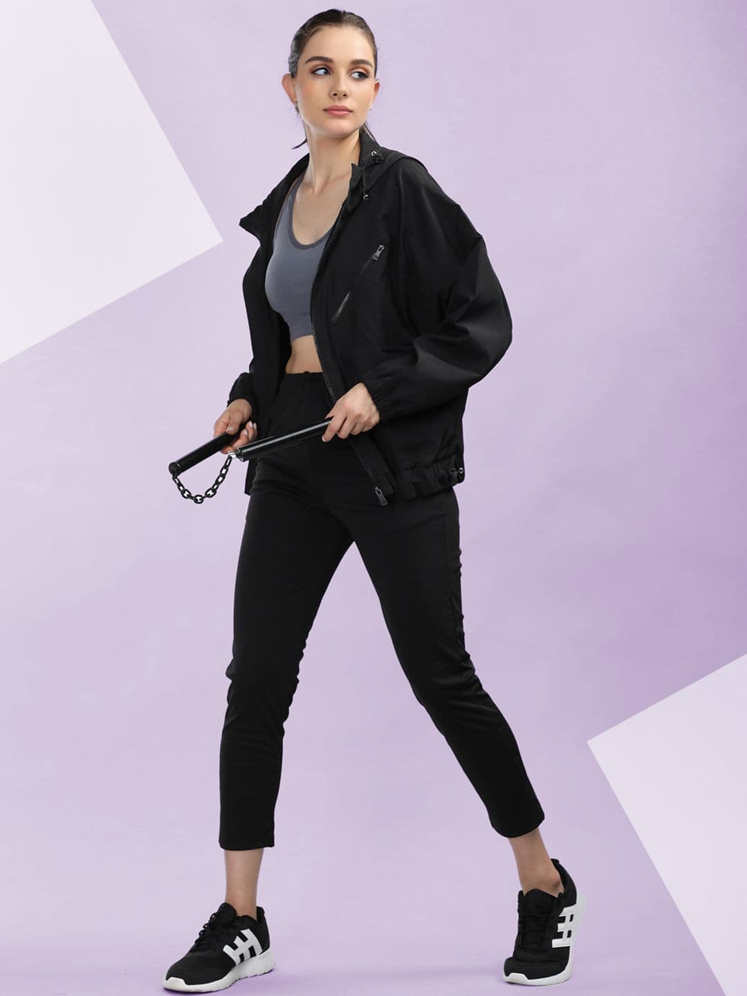The Roadster Lifestyle Co. Black Hooded Jacket Anti-Micro Bacterial Sporty Jacket - view 1