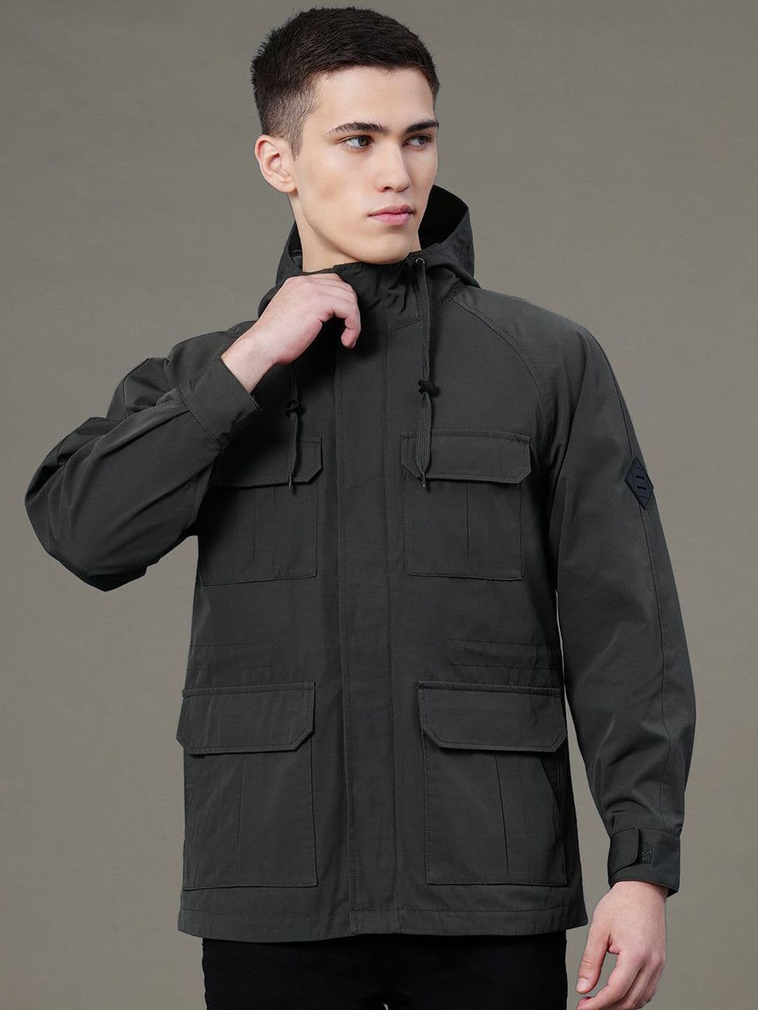 Red Tape Men Solid Hooded Jacket - view 1