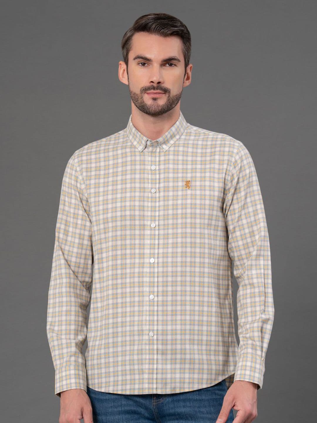 Red Tape Checked Button-Down Collar Cotton Casual Shirt - view 1